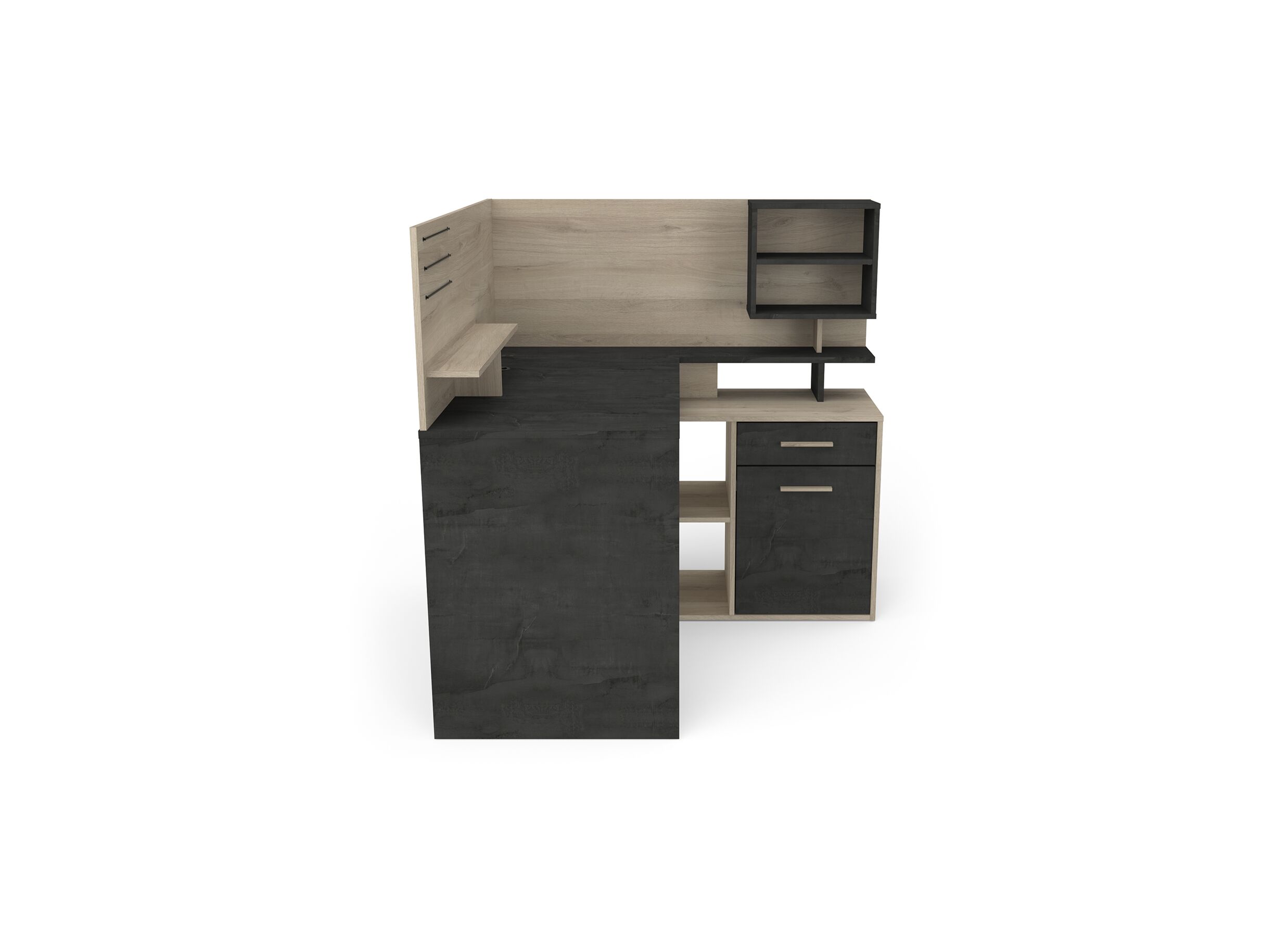 Hoekbureau Malicia 122x116x120cm - meubelplaat - zwart/eik