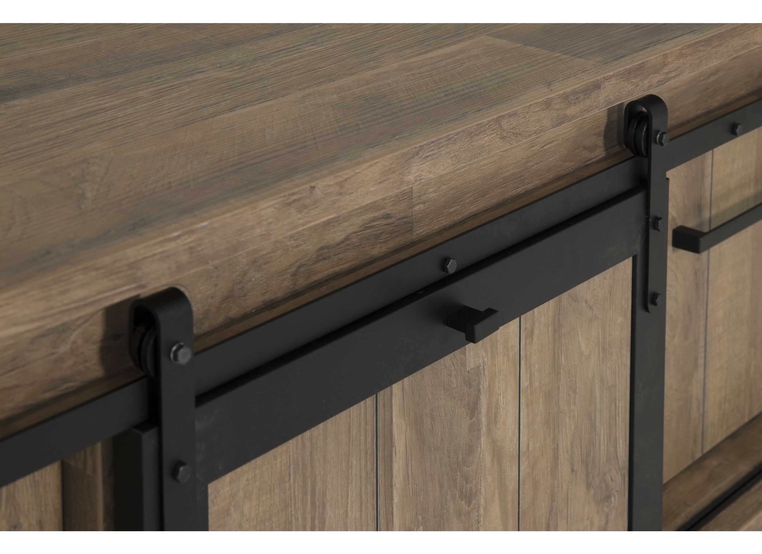 Detailfoto - Tv-meubel 179cm - meubelplaat - old teak & matt black