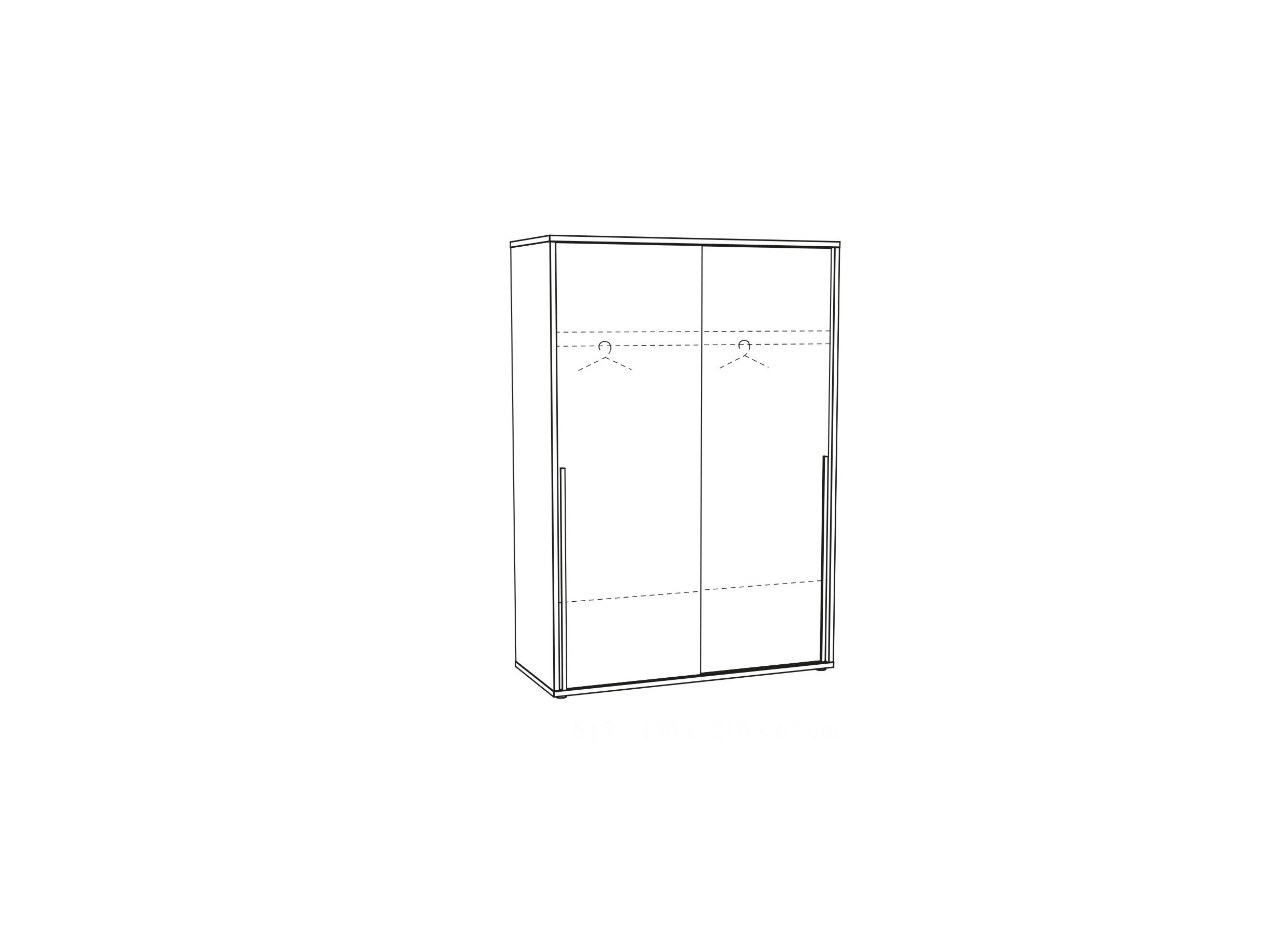Schuifdeurkast Casper 150cm - melamine - golden oak