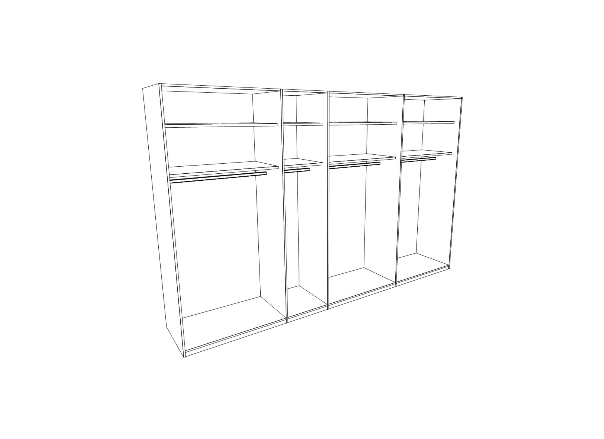 Schuifdeurkast 315cm - decor - wit