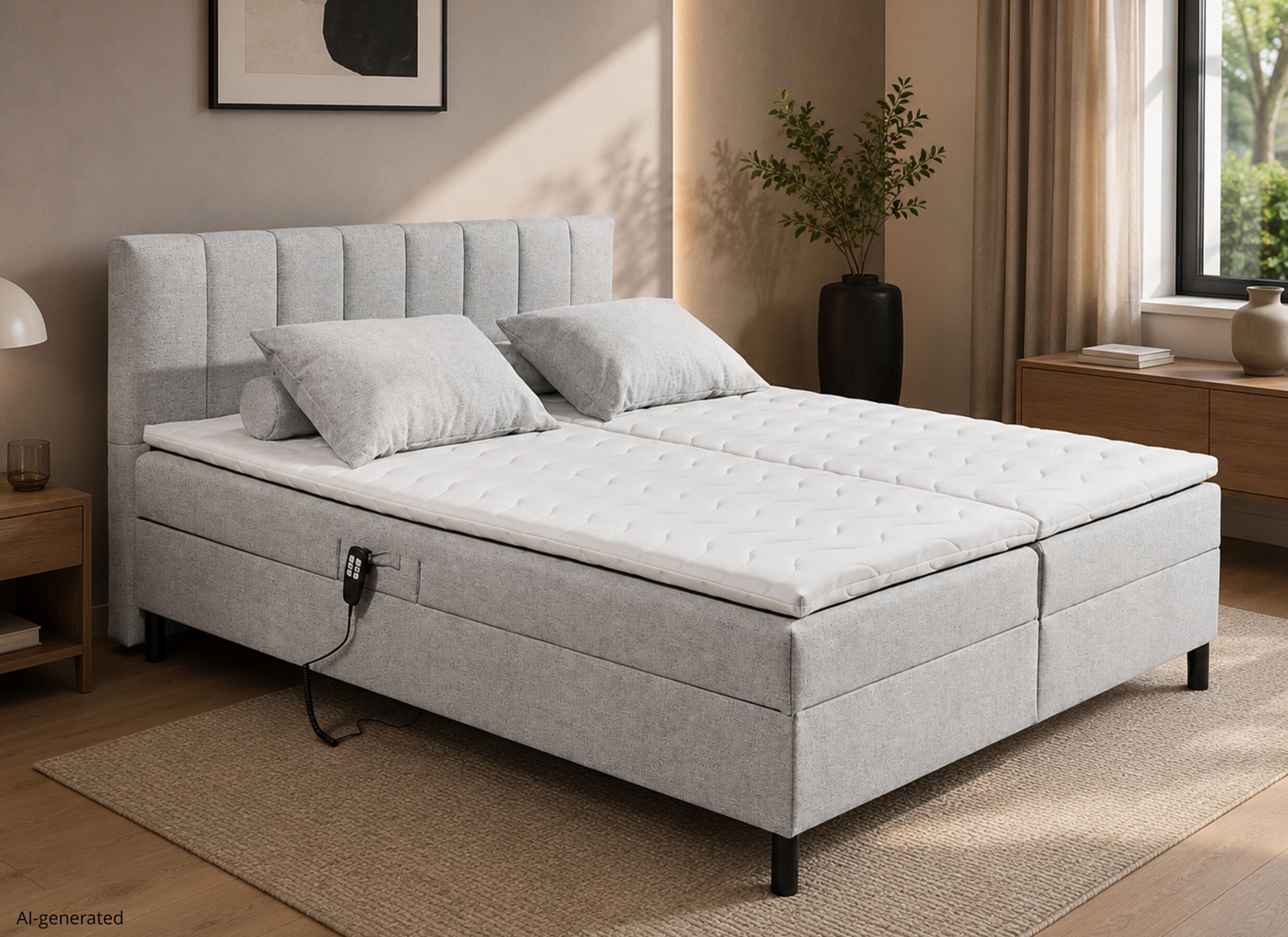 AI Generated - Bedbox Miralindo 160x200cm - stof - silver elektrisch