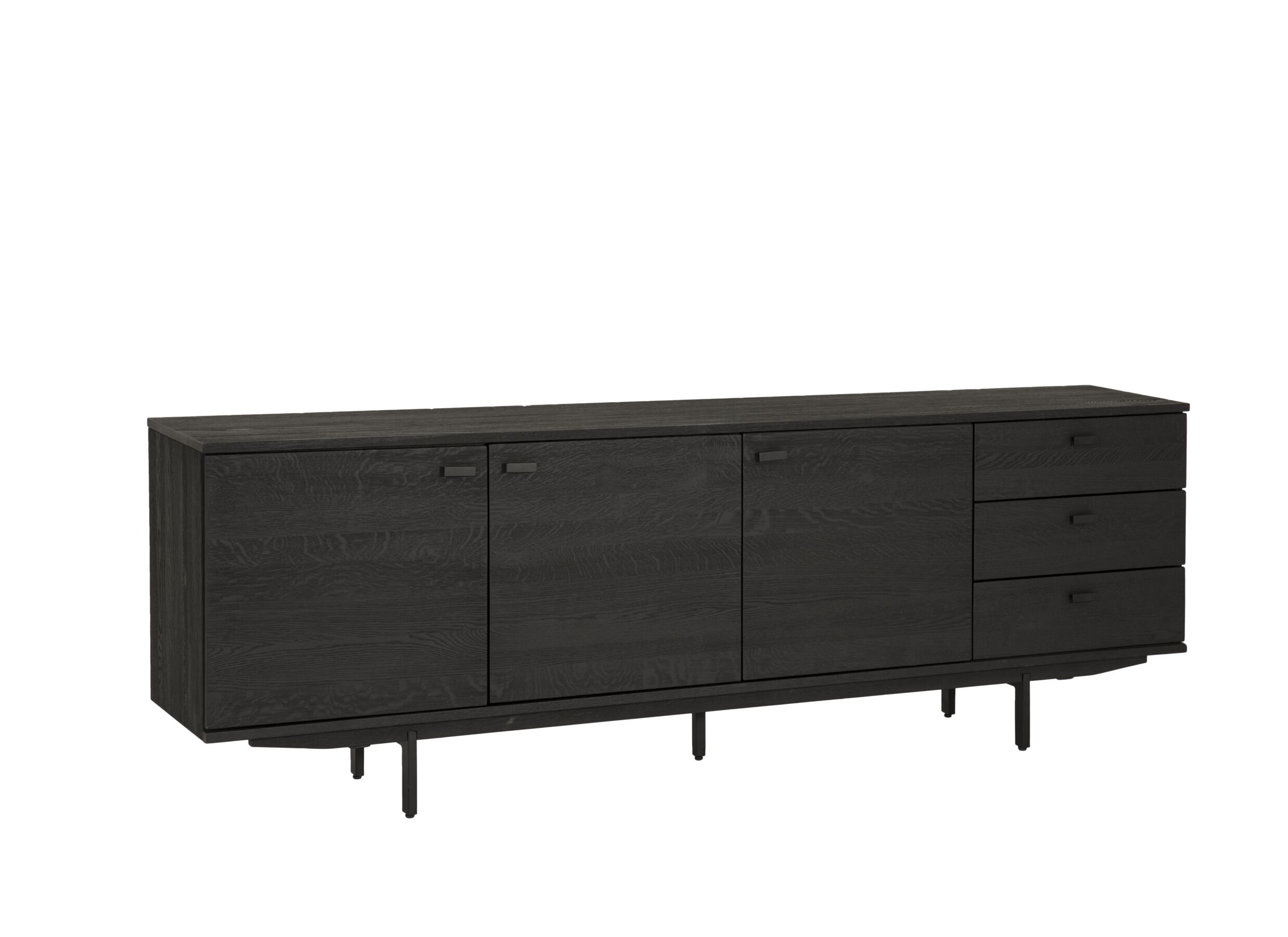Dressoir Mauri 240cm - eik massief & decor - zwart