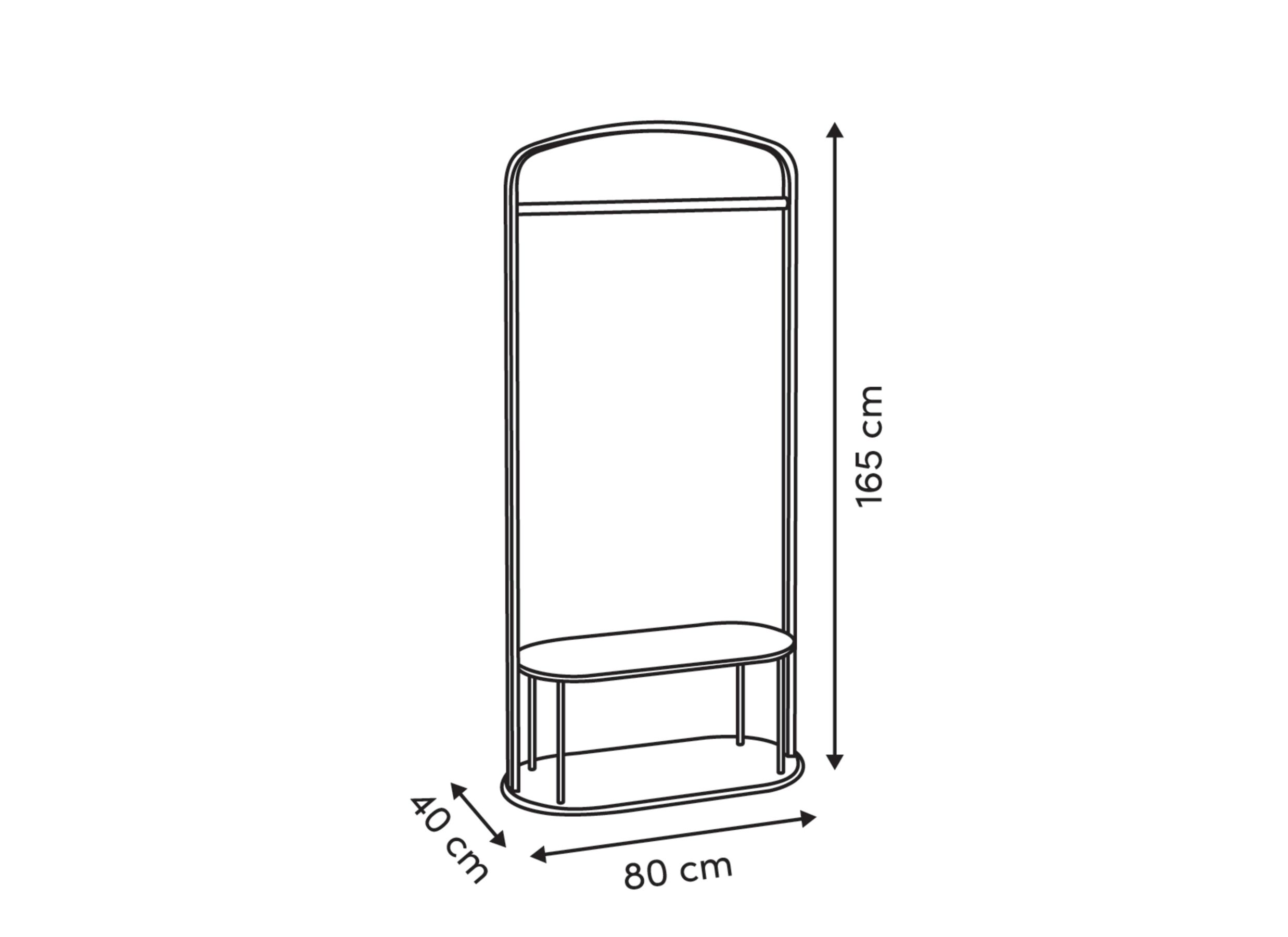 Dimensions - Portant Come 80x40x165cm - acier & MDF - marron