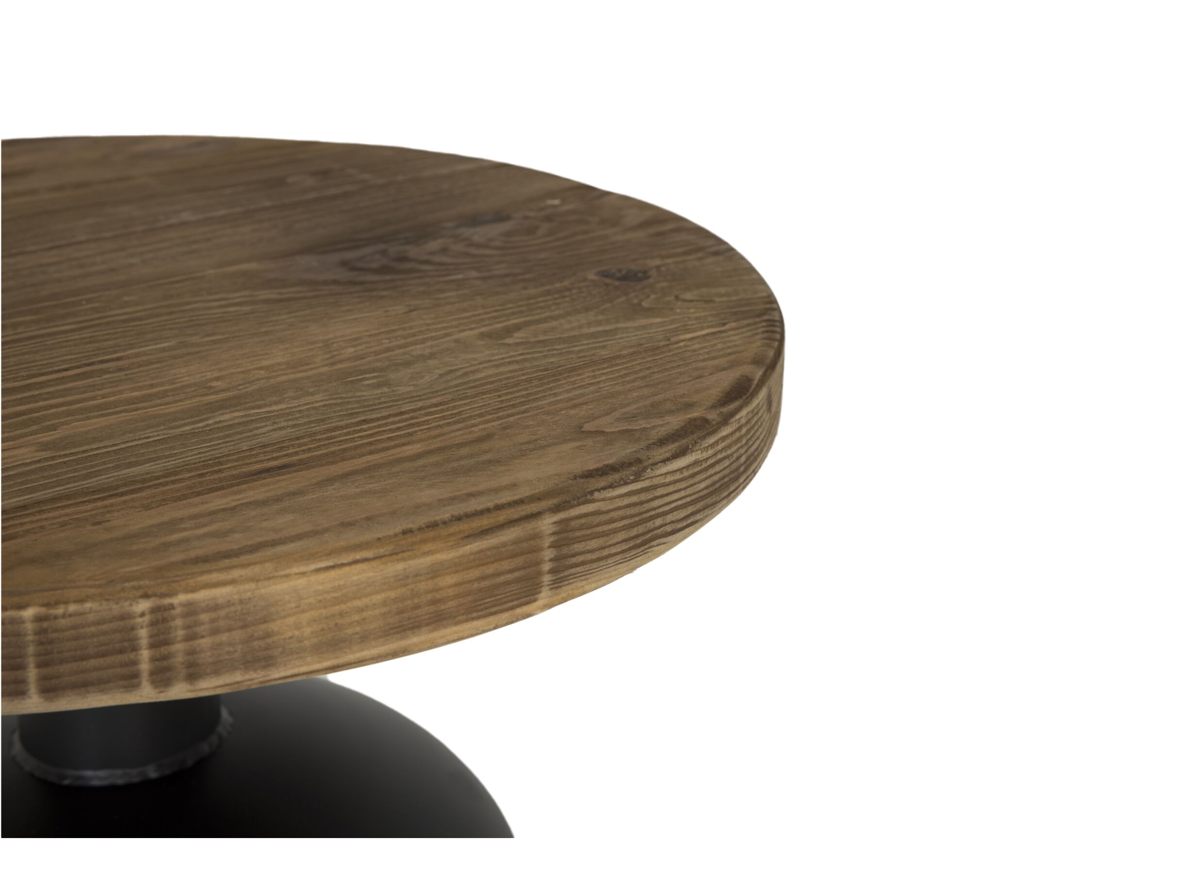 Detail - Table basse Navarino Ø50cm - sapin massif recyclé & fer - naturel/noir