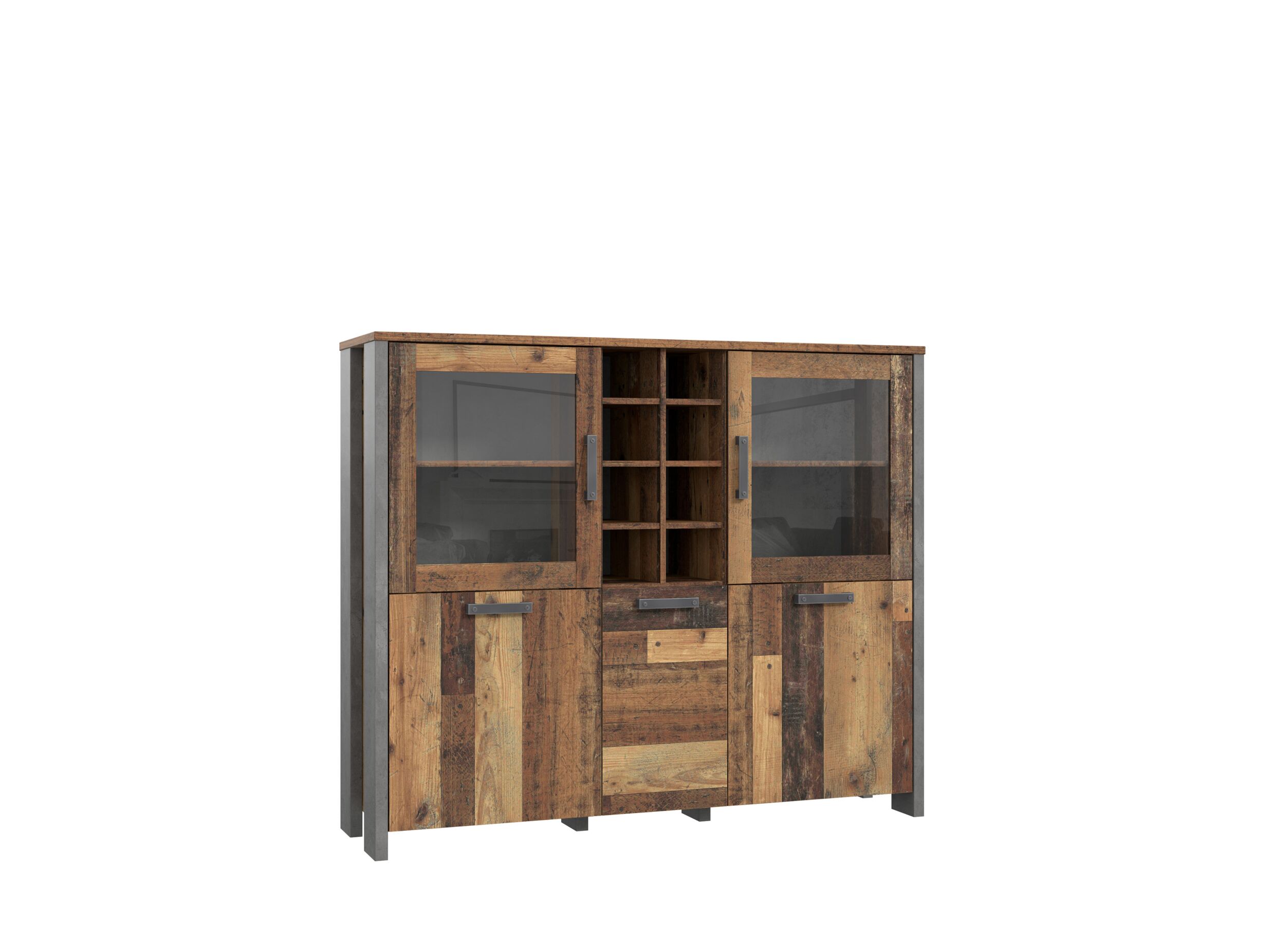Vitrinekast Clif 151cm - decor - old wood/beton