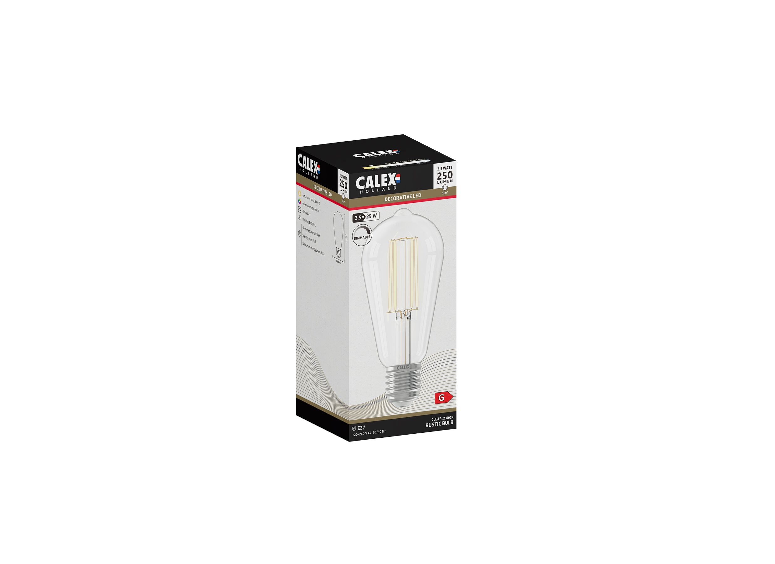 Ledlamp Calex Filament Rustiek 3,5W E27