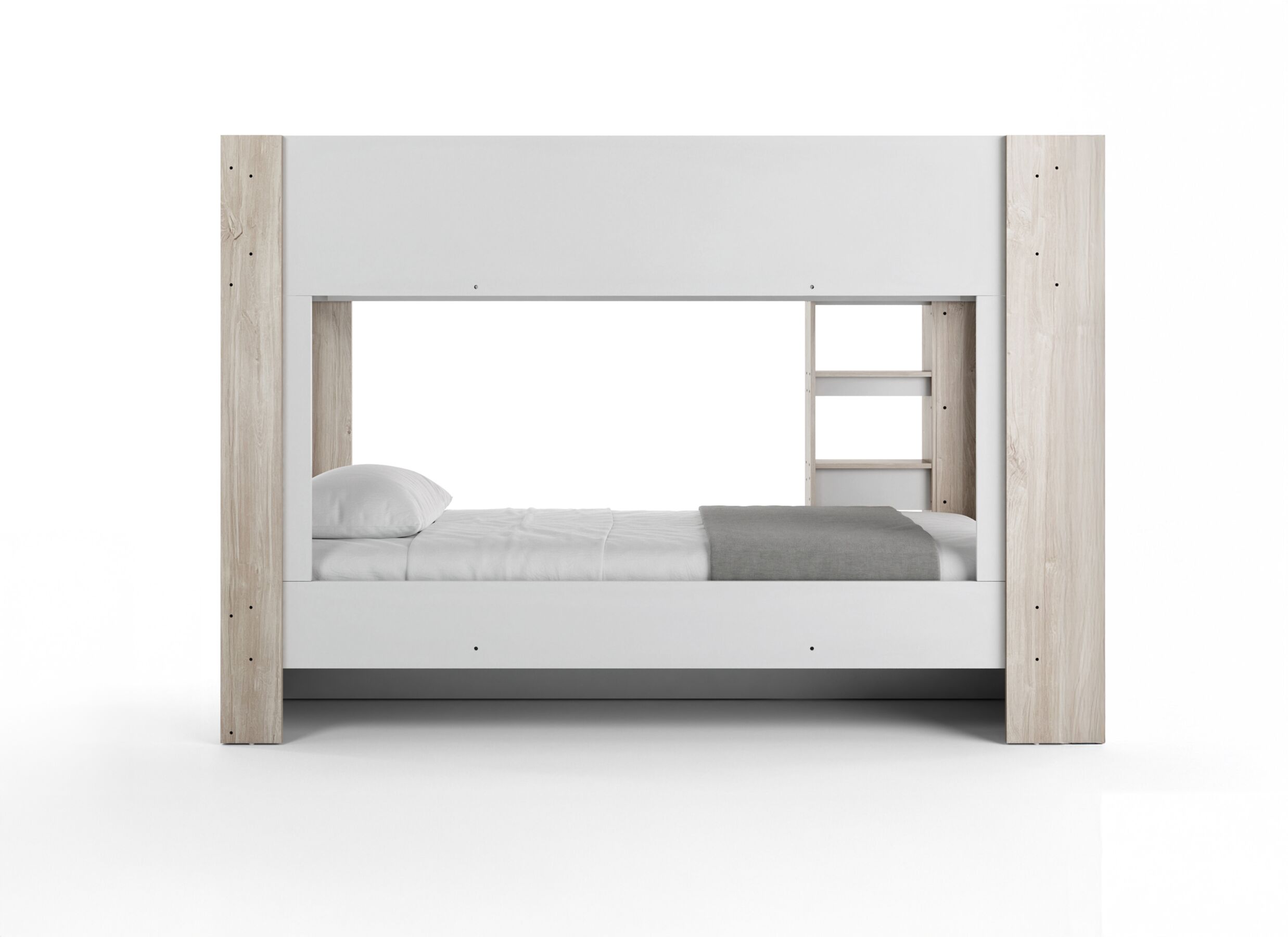Aperçu - Lit superposé Evora 90x200cm - décor - ivory oak & blanc avec rangement
