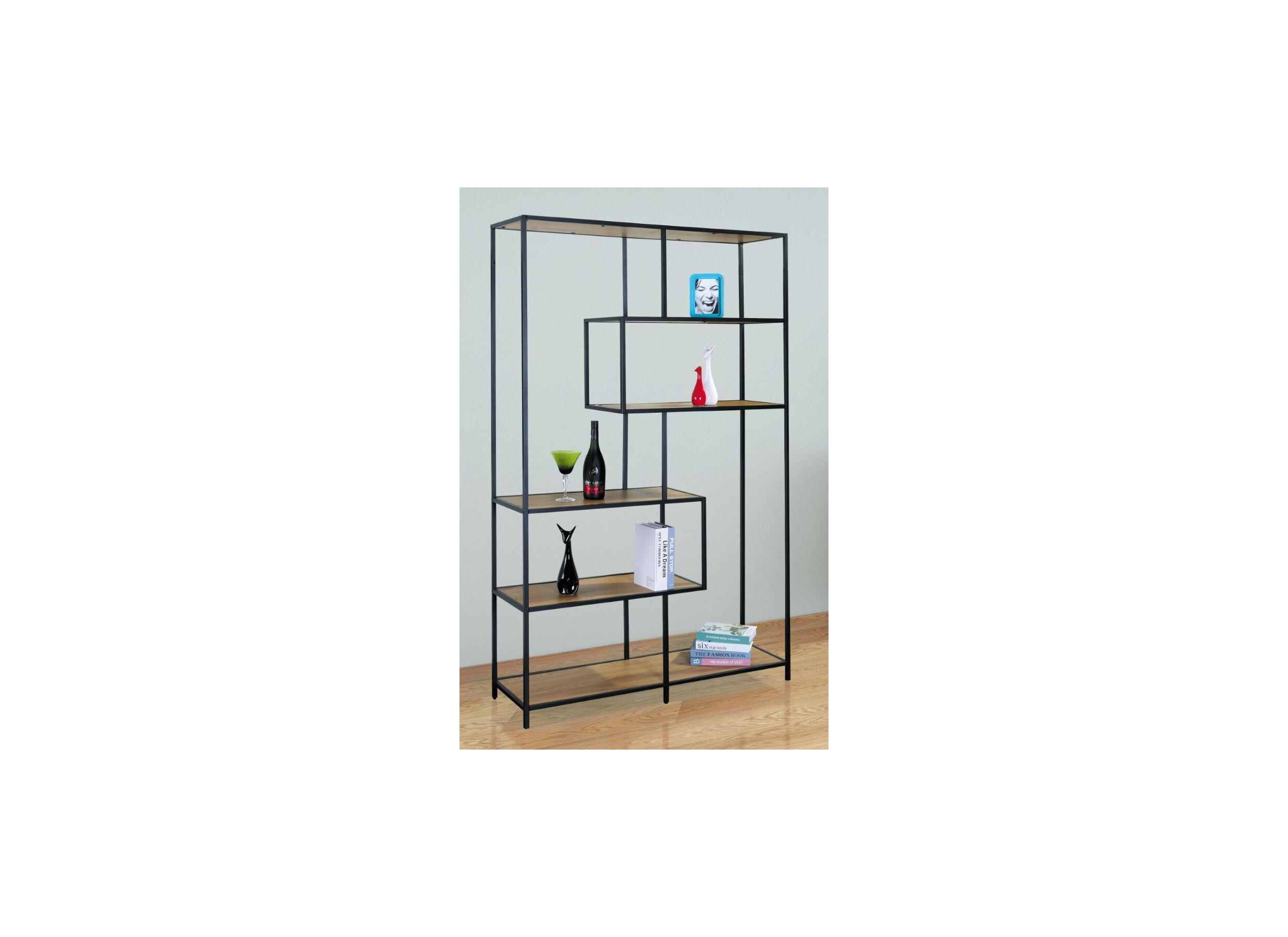 Opbergrek Tower 114x30x185cm - melamine metaal - eik