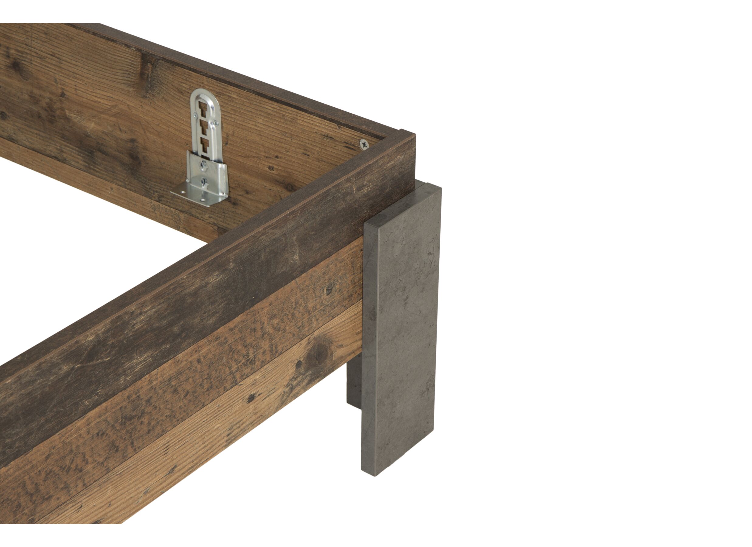 Bed Attaylar 160x200cm - meubelplaat - oldwood vintage/donkergrijs