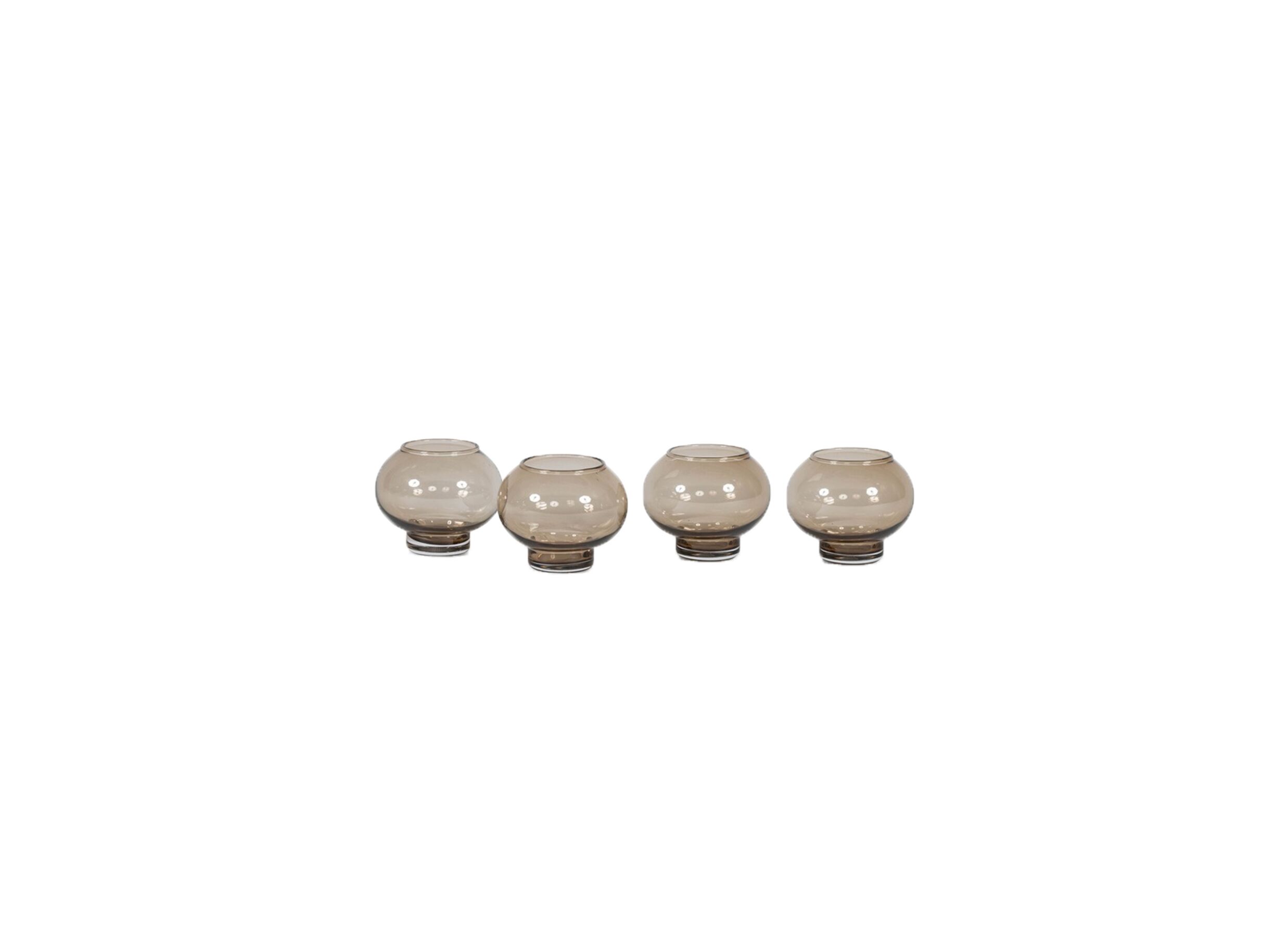 Windlicht H10cm - glas - mocha set van 4 - Porte-bougie H10cm - verre - mocha lot de 4