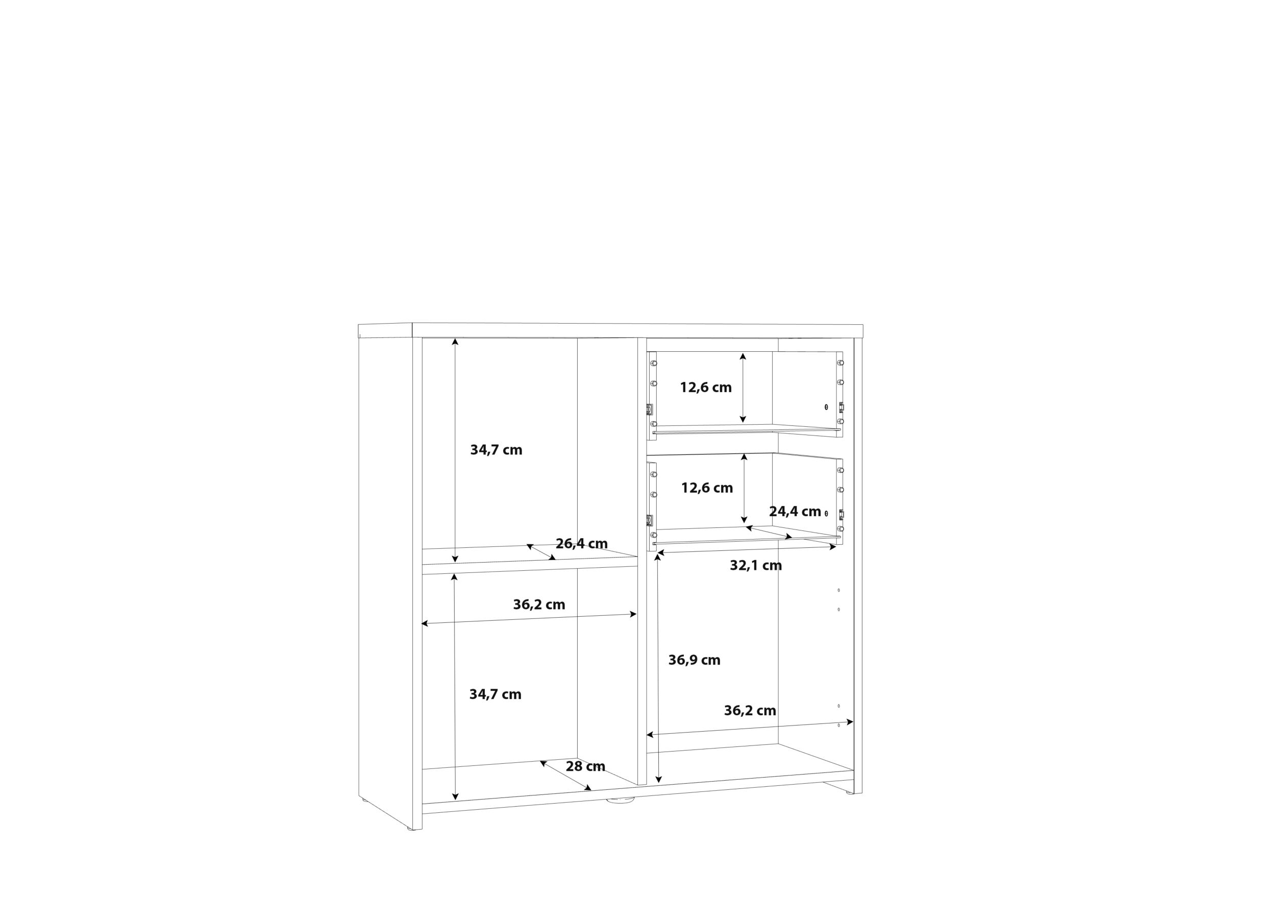 Kast Best Chest 77x30x78cm - meubelplaat - sonoma eik/wit