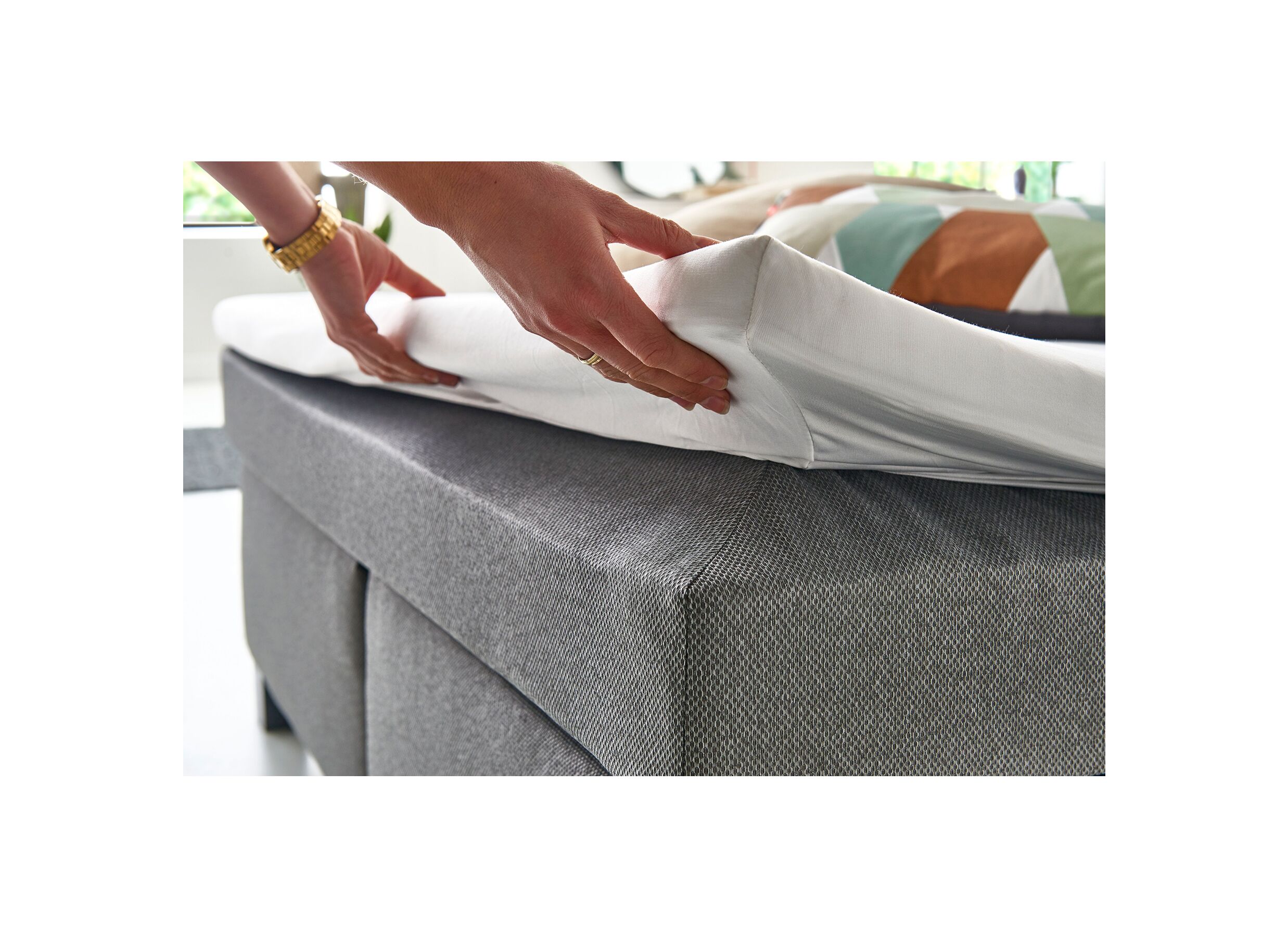 Boxspring BX1480 140x200cm - stof - grijs