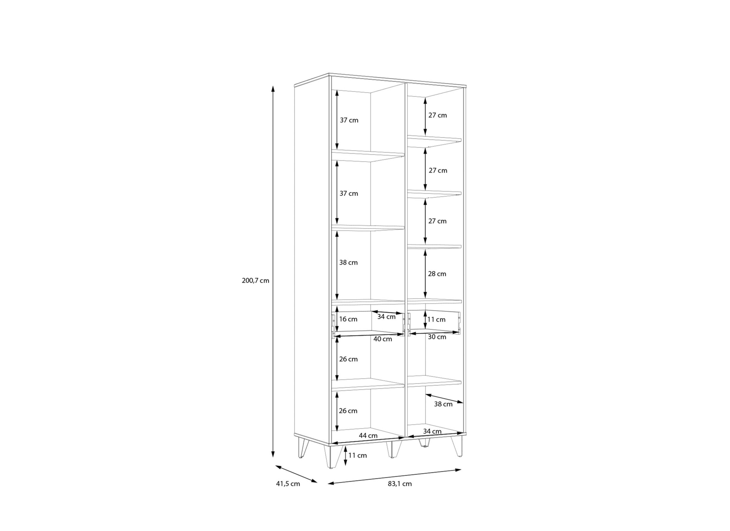 Bibliothèque Lya 83x42x201cm - panneau décor - cabezone oak/mauvella
