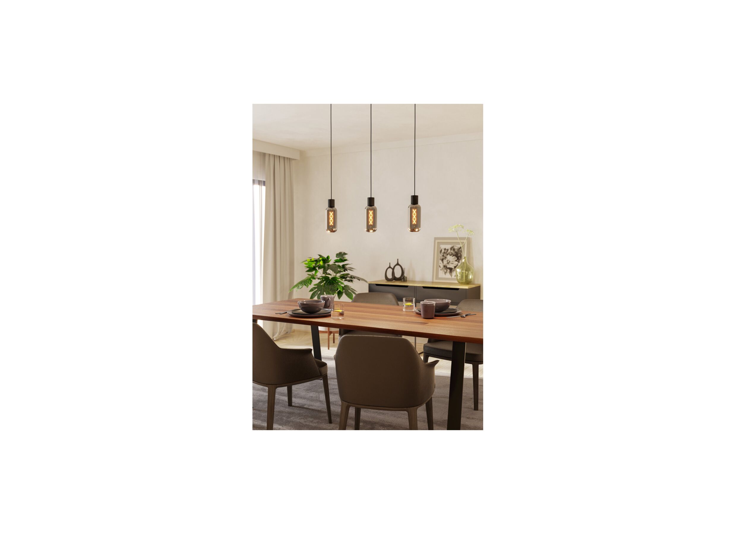 Foto ambiance - Suspension Maione 77x9cm 4W E27 acier noir