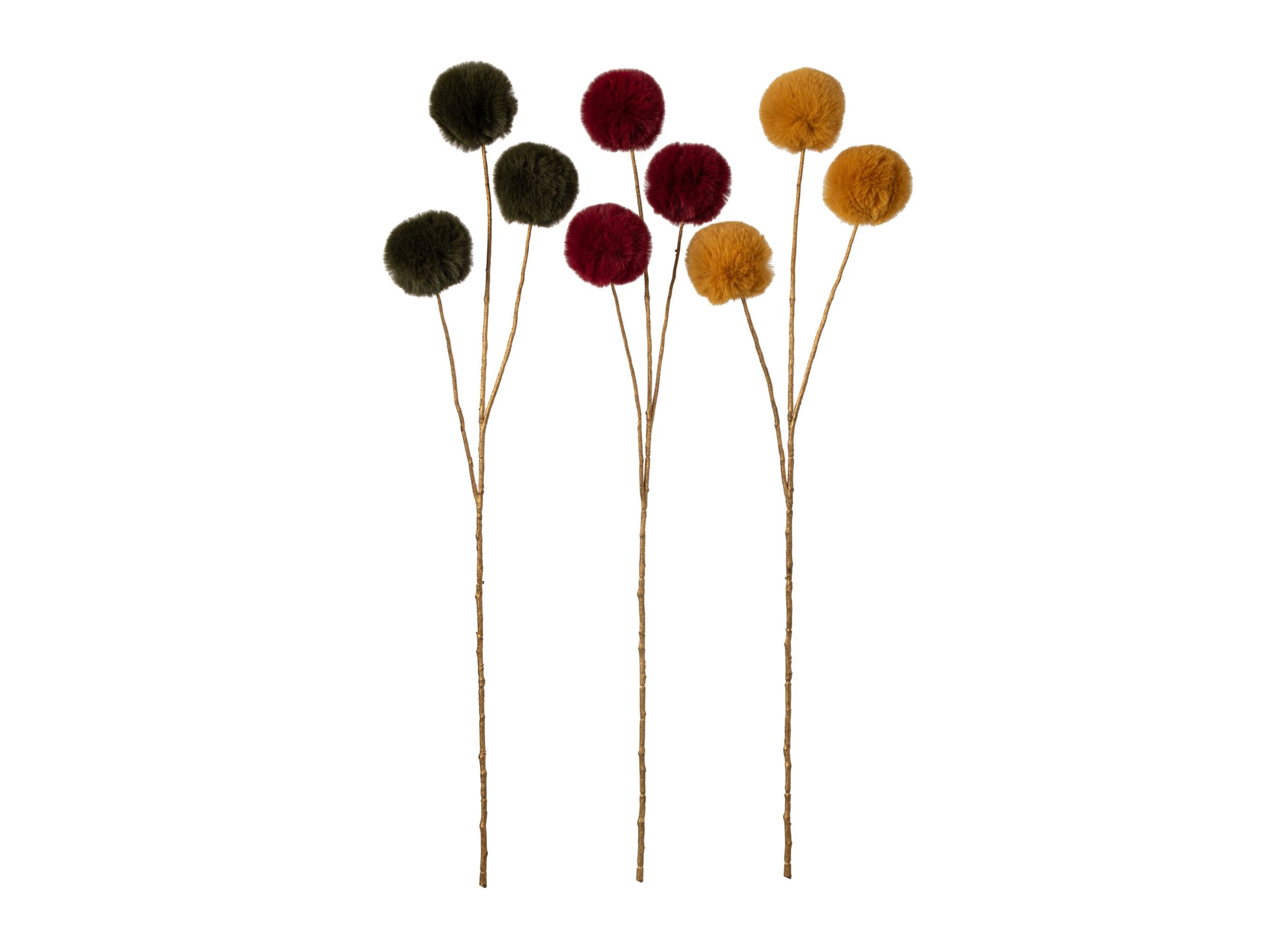 Plus Important - Fleur artificielle Pompon 73x16x6cm - coton - marron & vert foncé