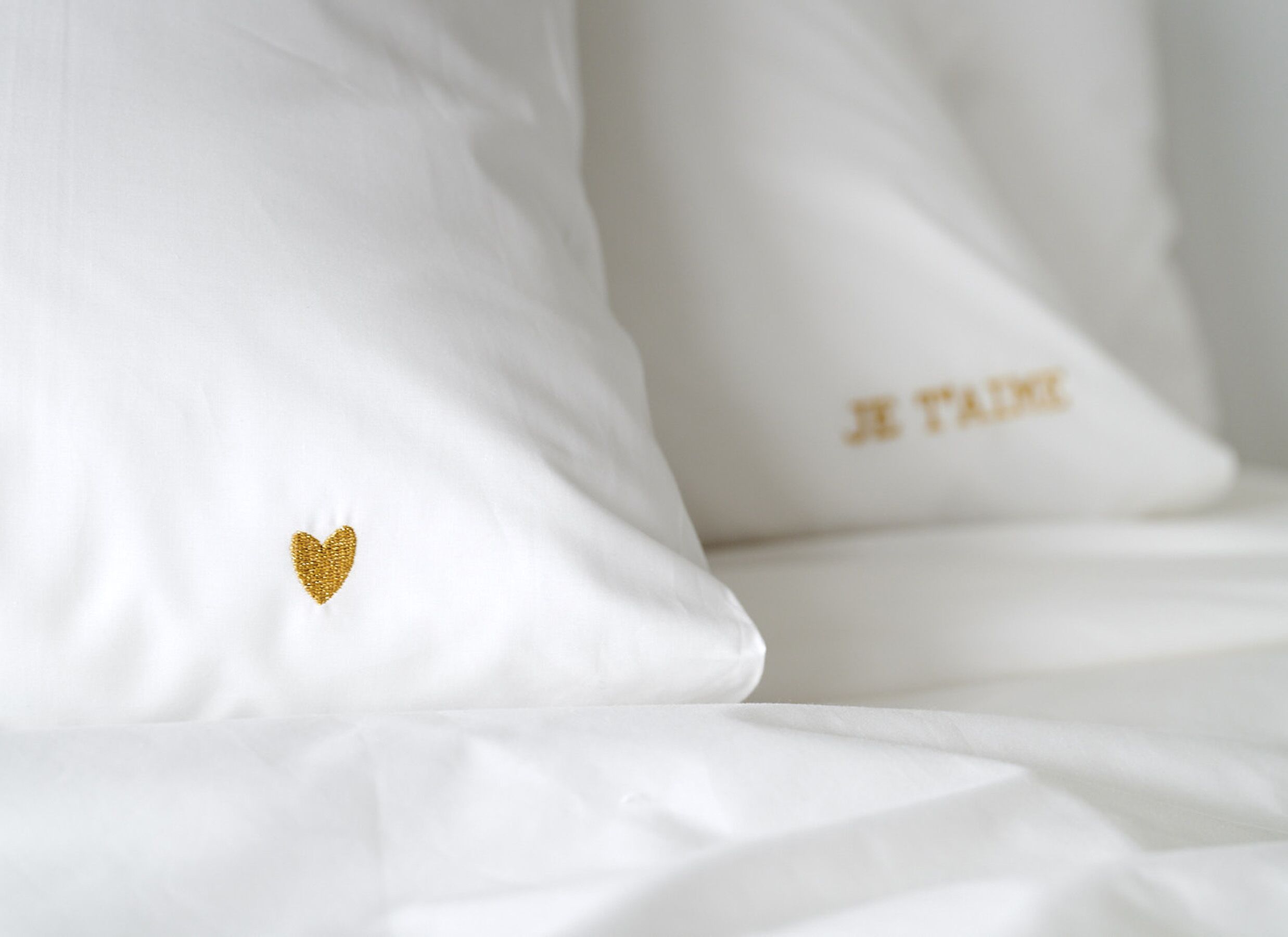 Detailfoto - Dekbedovertrek Je t'aime 240x200/220cm - percale - goud