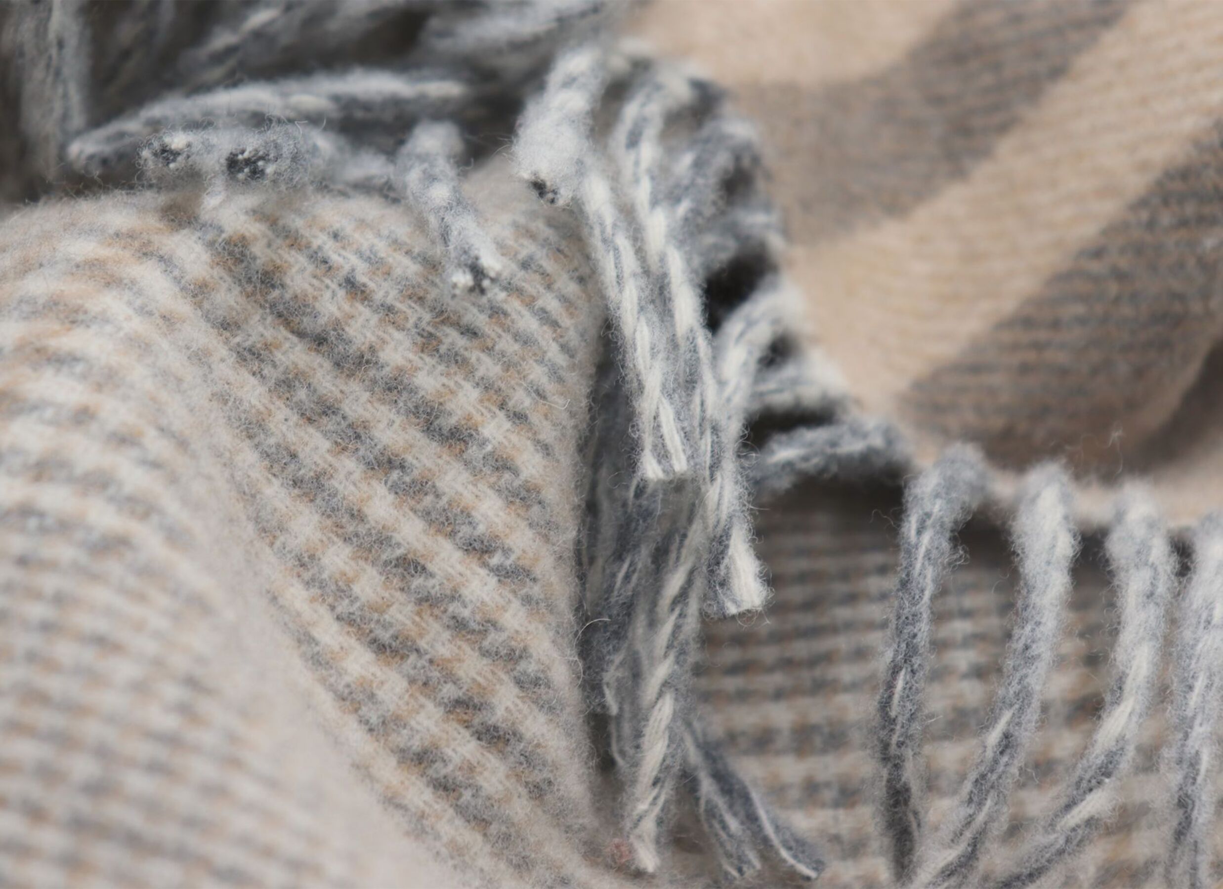 Detailfoto - Plaid Twin Check 150x200cm - wol & kasjmier - bruin