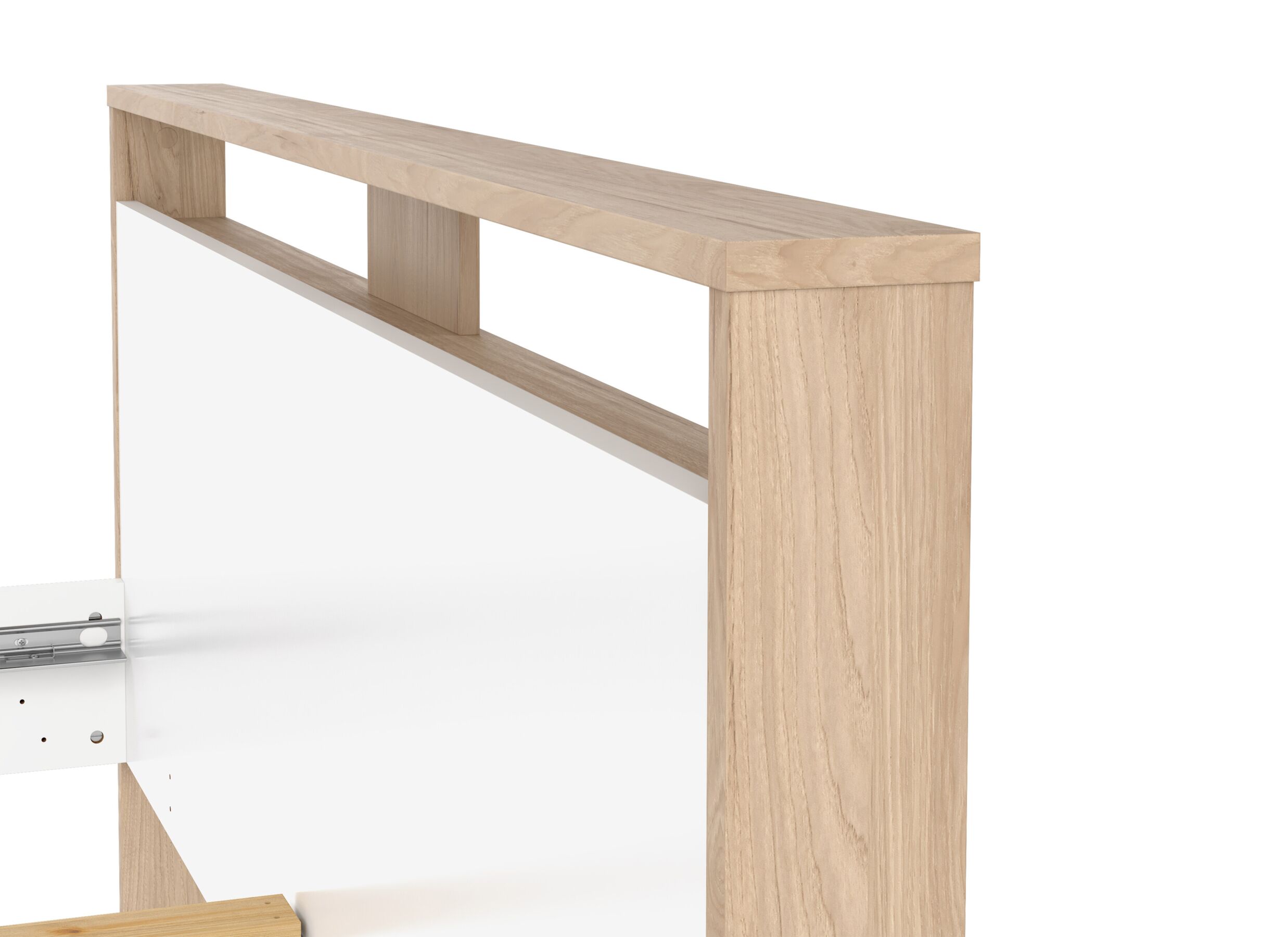 Detailfoto - Bed Next 160x200cm - melamine - glanzend wit & jackson hickory
