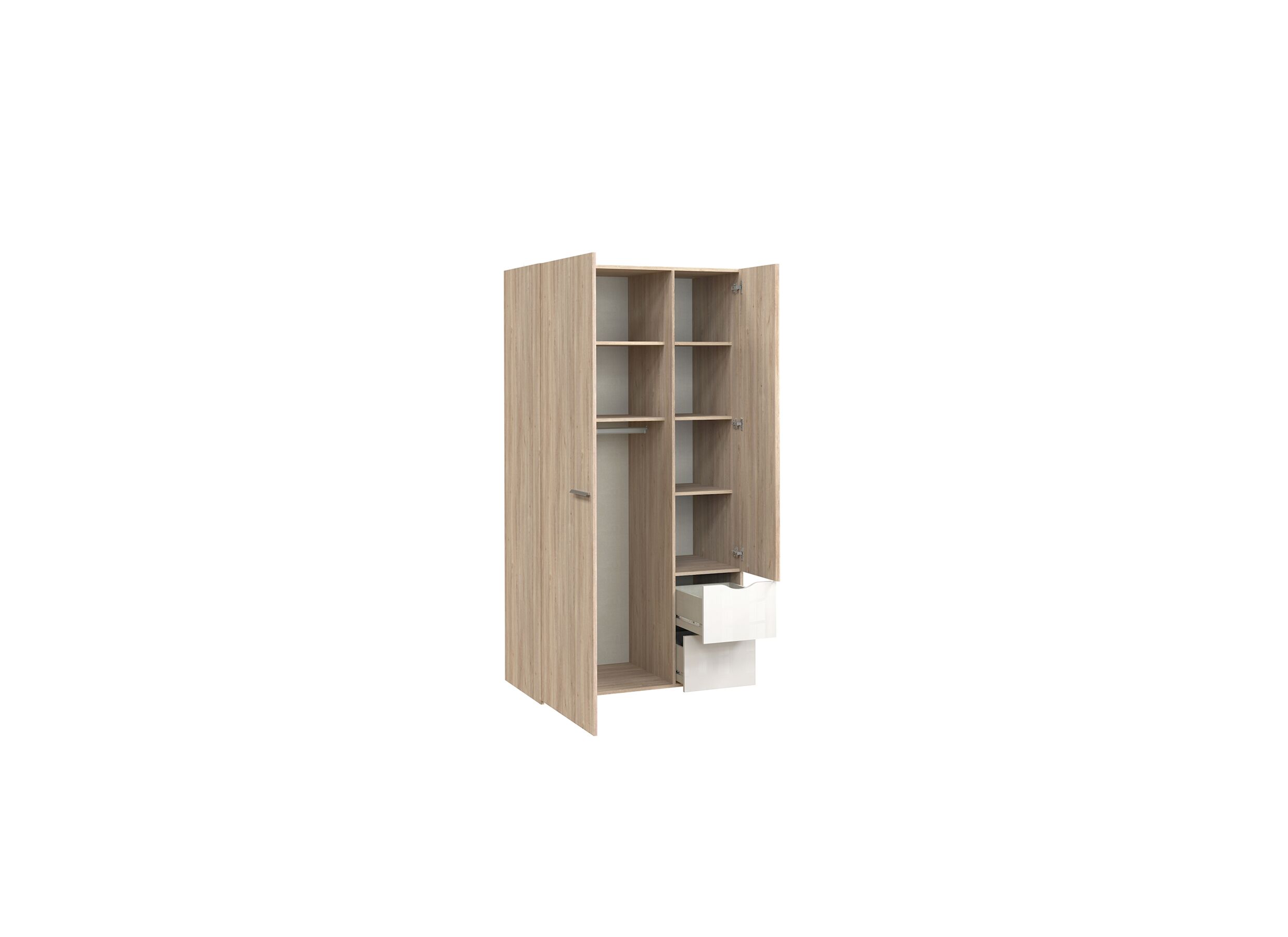 Indeling - Kleerkast Tempo 101cm - decor - bruin/wit