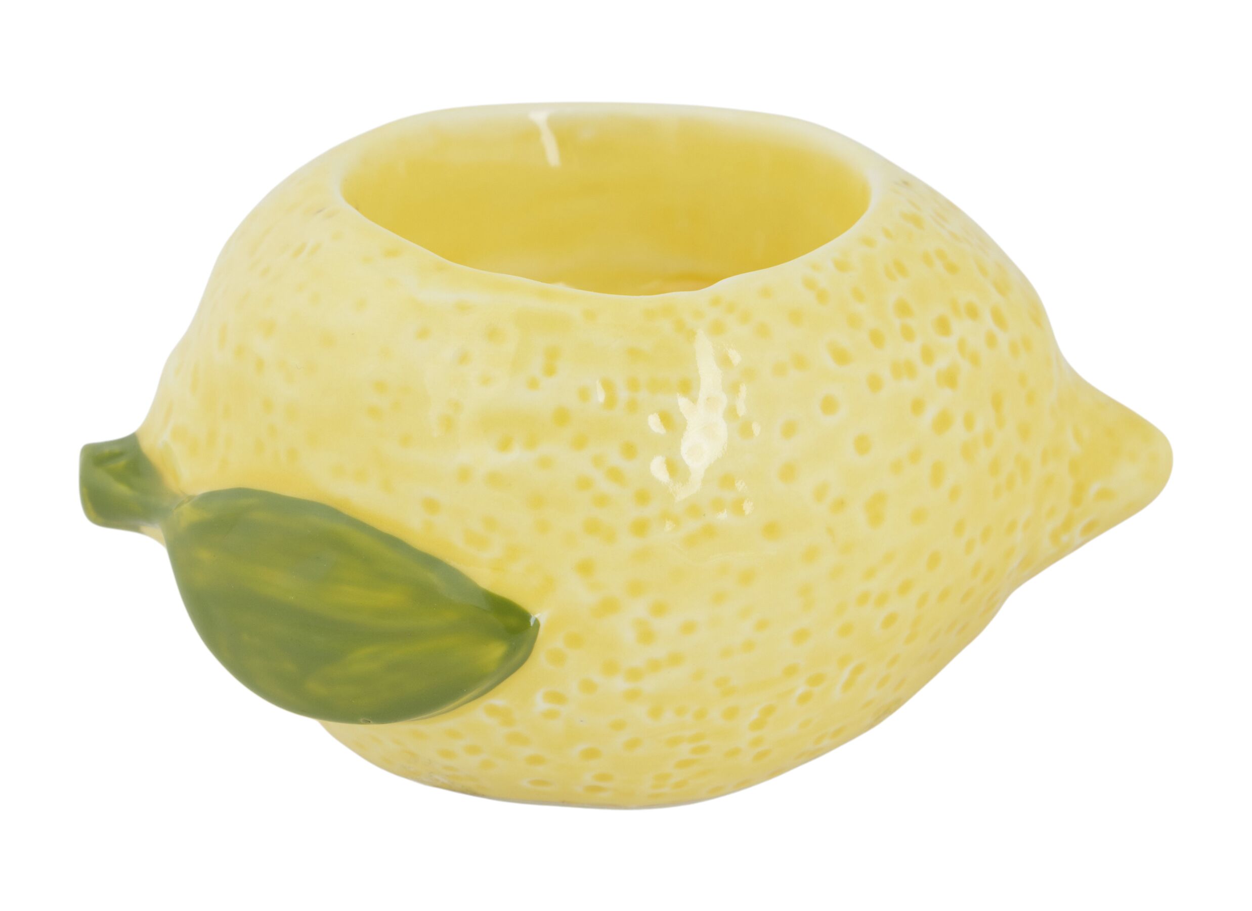 Theelichthouder Lemon 10x7x6cm - porselein - geel - Theelichthouder Lemon 10x7x6cm - porselein - geel
