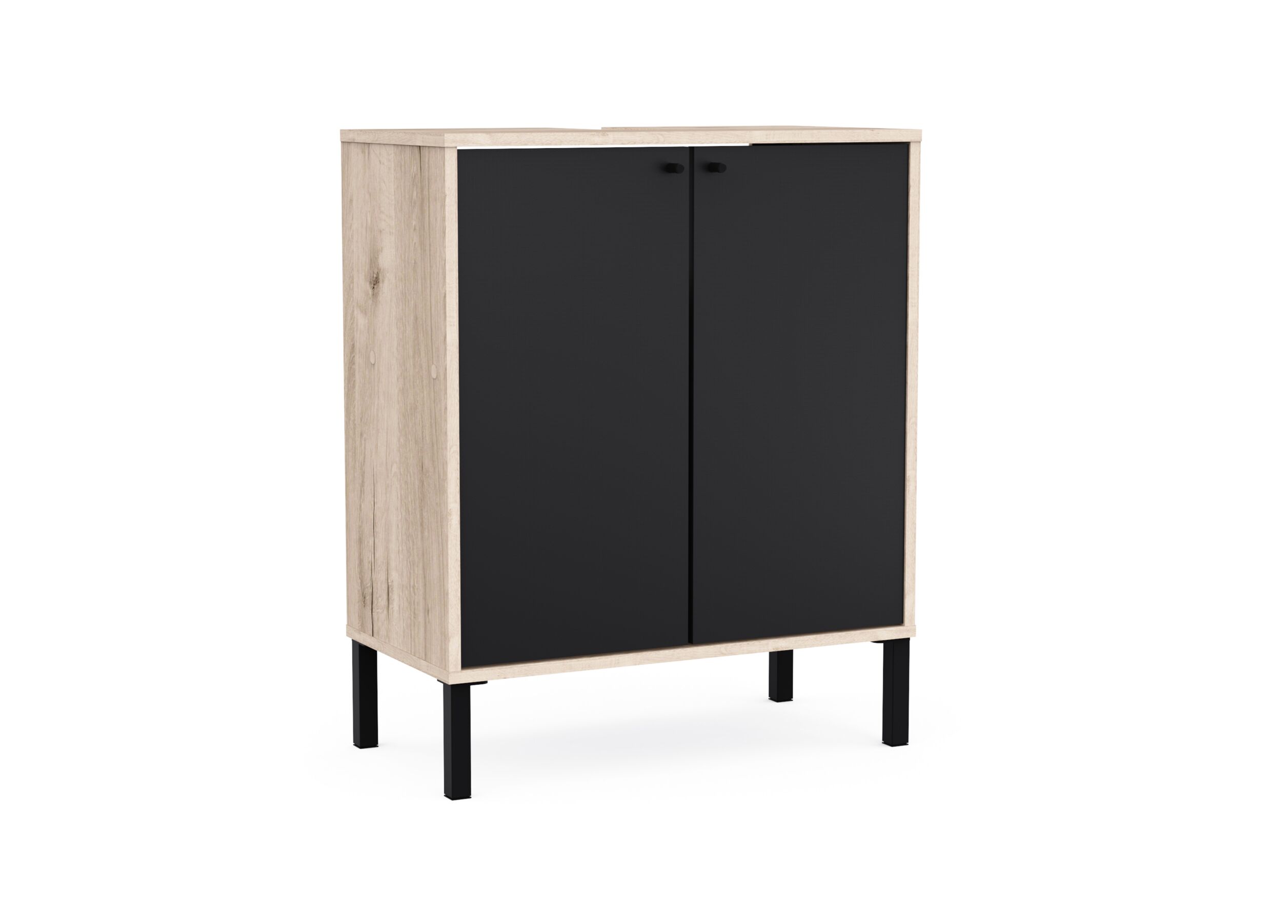 Lavabomeubel Lagon 64x78x33cm - melamine - royal eik & zwart - Meuble sous-lavabo Lagon 64x78x33cm - mélamine - chêne royal & noir