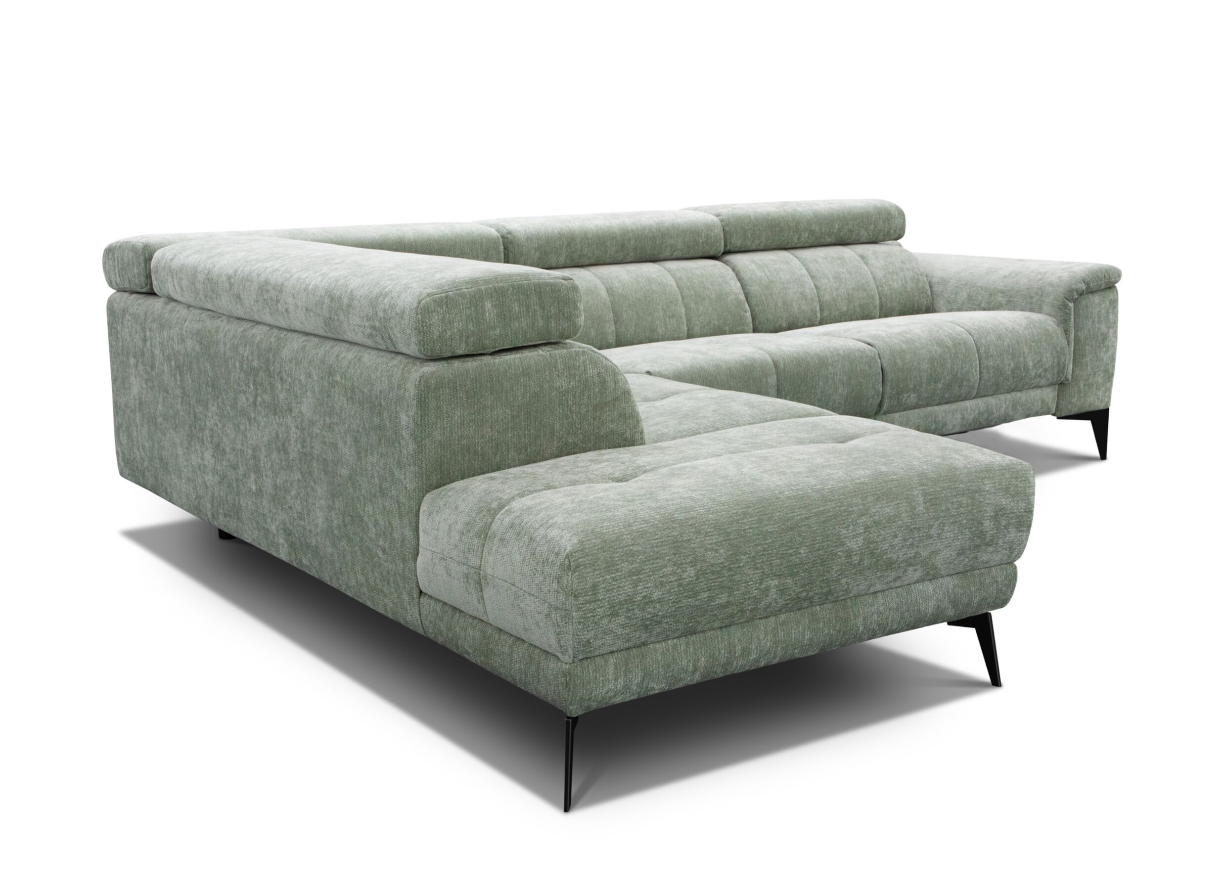 Aperçu - Canapé d'angle Amira 228x291cm - tissu - vert clair