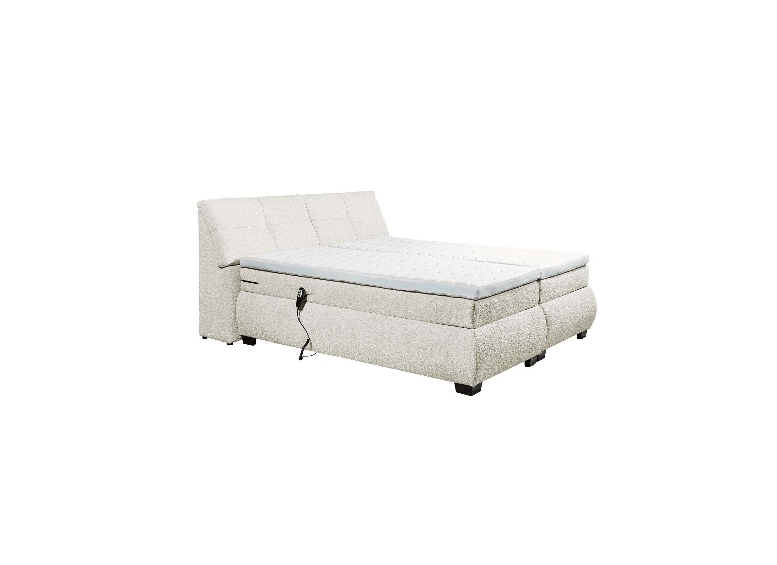 Boxspring Reynosa Gel 180x200cm avec rangement/électrique tissu ivoire - Boxspring Reynosa Gel 180x200cm avec rangement/électrique tissu ivoire