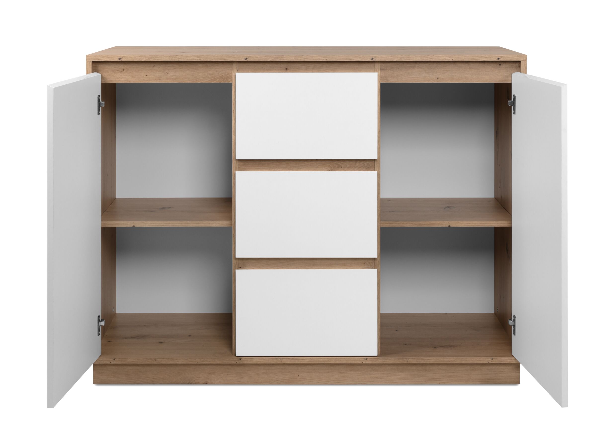 Disposition - Commode Phoenix 117cm - décor - chêne artisanal & blanc