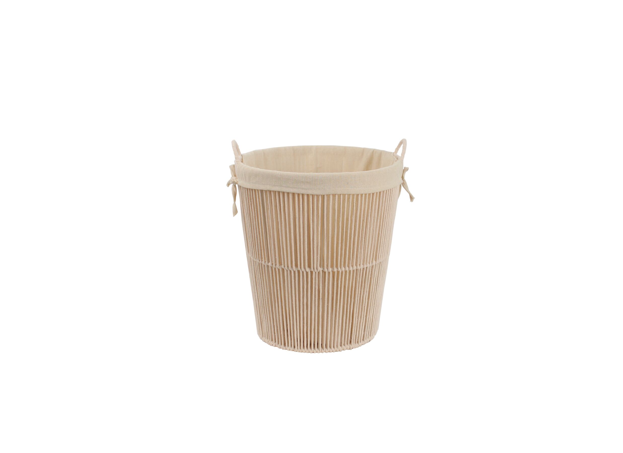 Linnenmand Muna Ø43x51cm - katoenkoord - naturel - Panier à linge Muna Ø43x51cm - cordon en coton - naturel