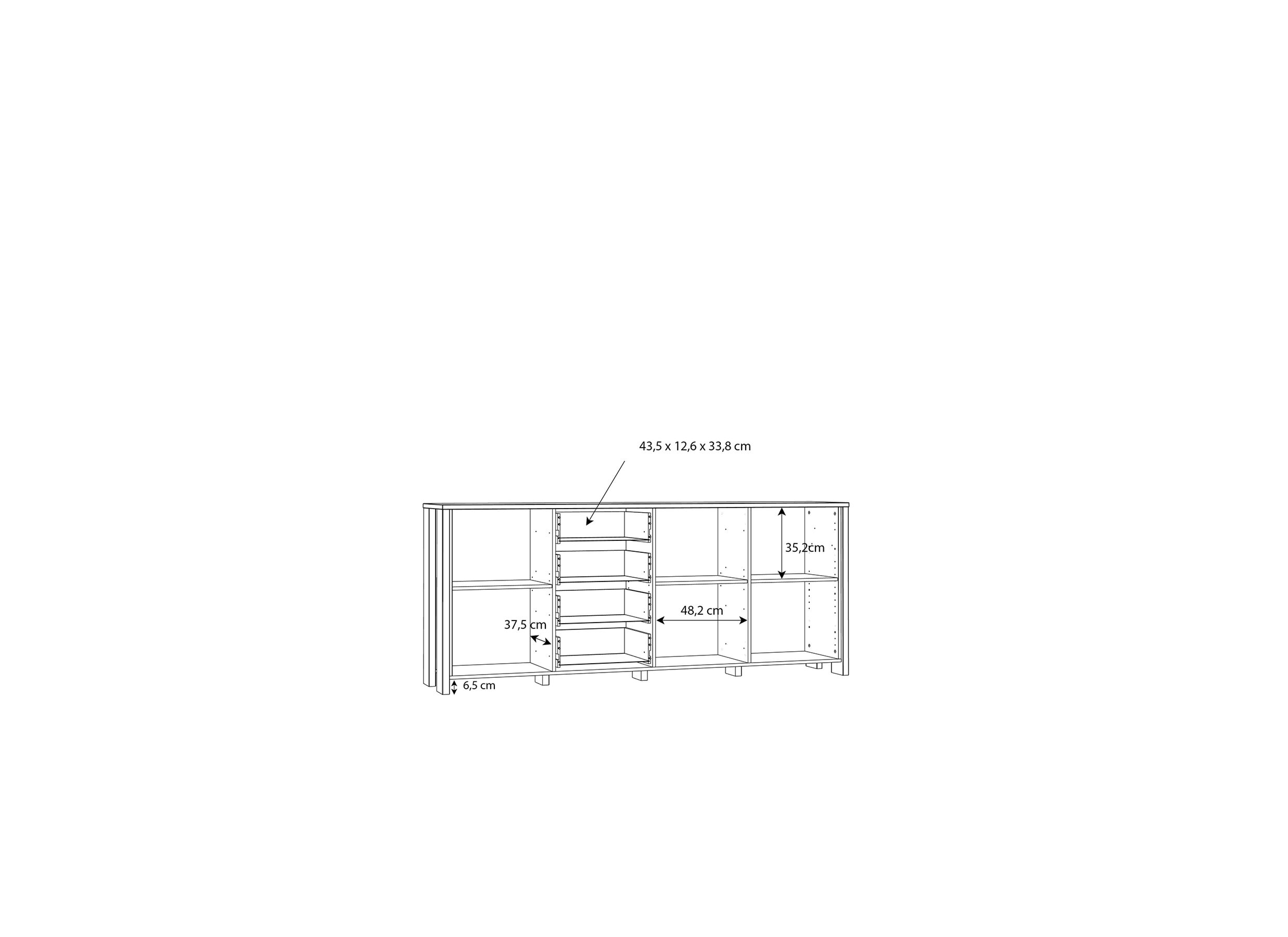 Dressoir Clif 206cm - meubelplaat - old wood/beton