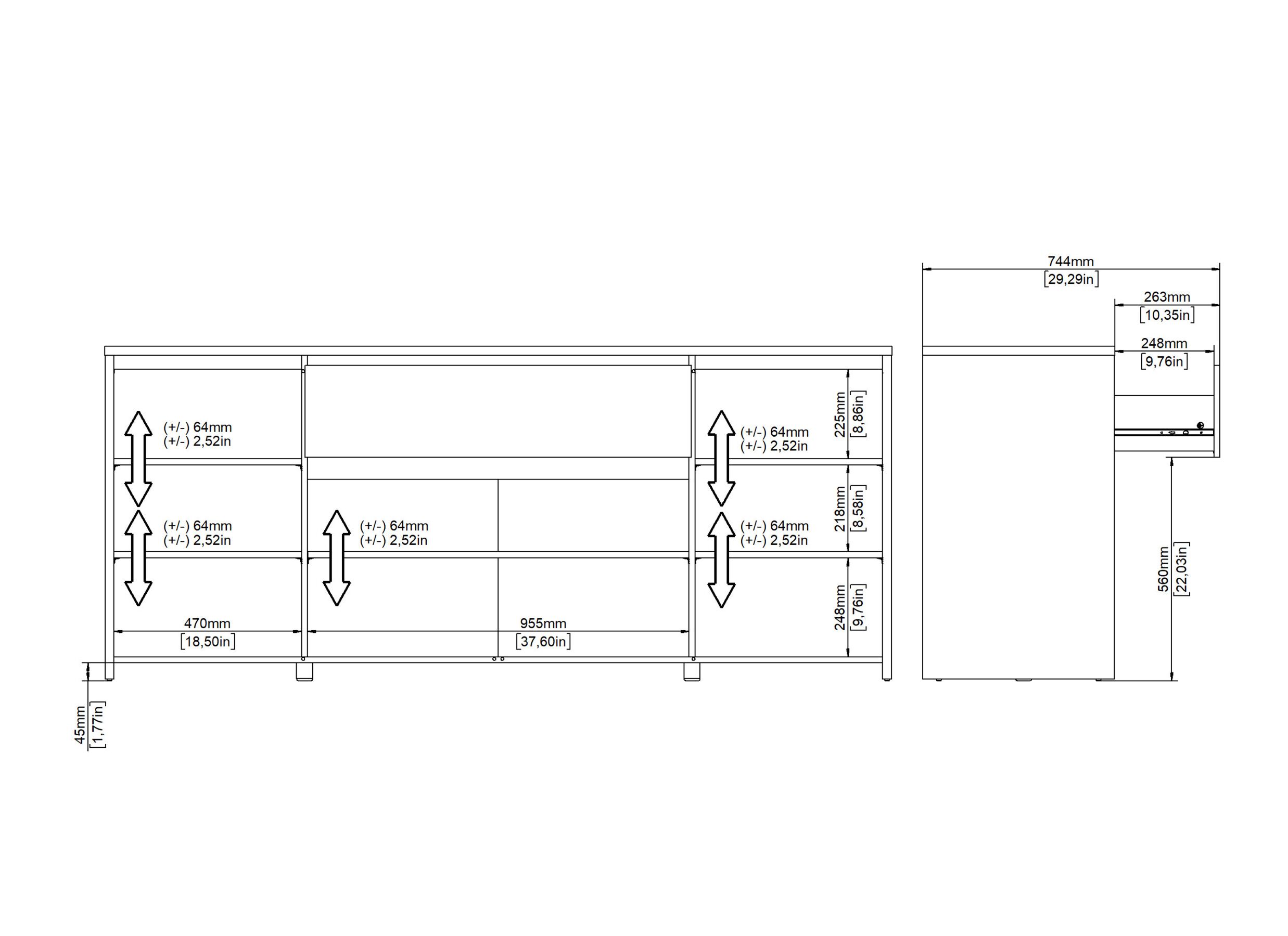 Afmetingen - Dressoir Next 197x45xH84cm - decor - wit & jackson hickory