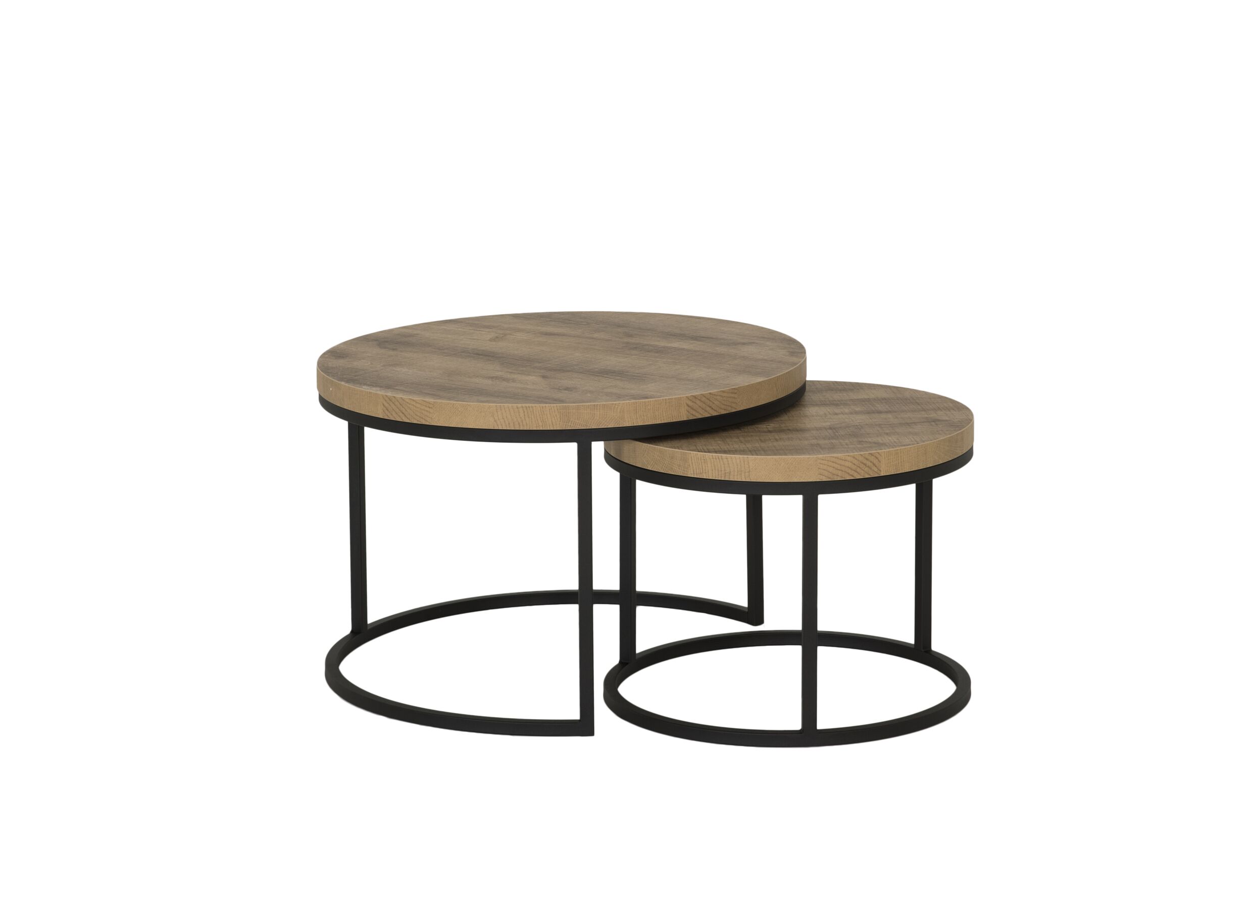 Bijzettafel SL2303 Ø76xH45 - Bijzettafel SL2303 Ø76xH45,5cm/Ø56xH38,5cm - metaal/decor - tropix set van 2