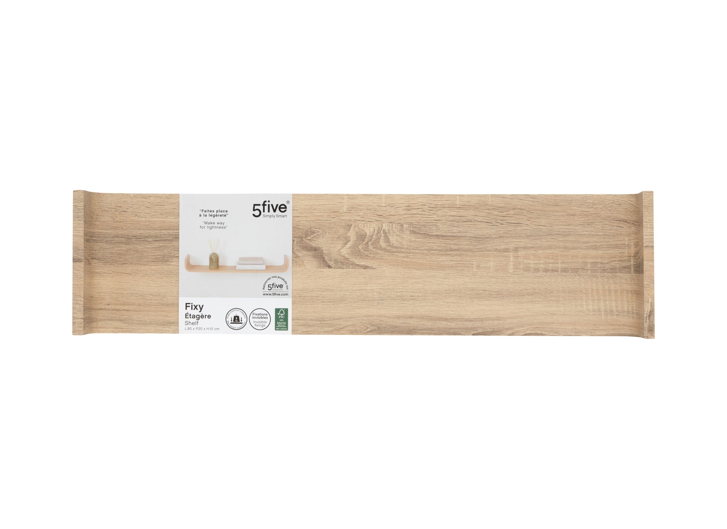 Aperçu - Tablette murale Fixy 80x20xH10cm - MDF - naturel