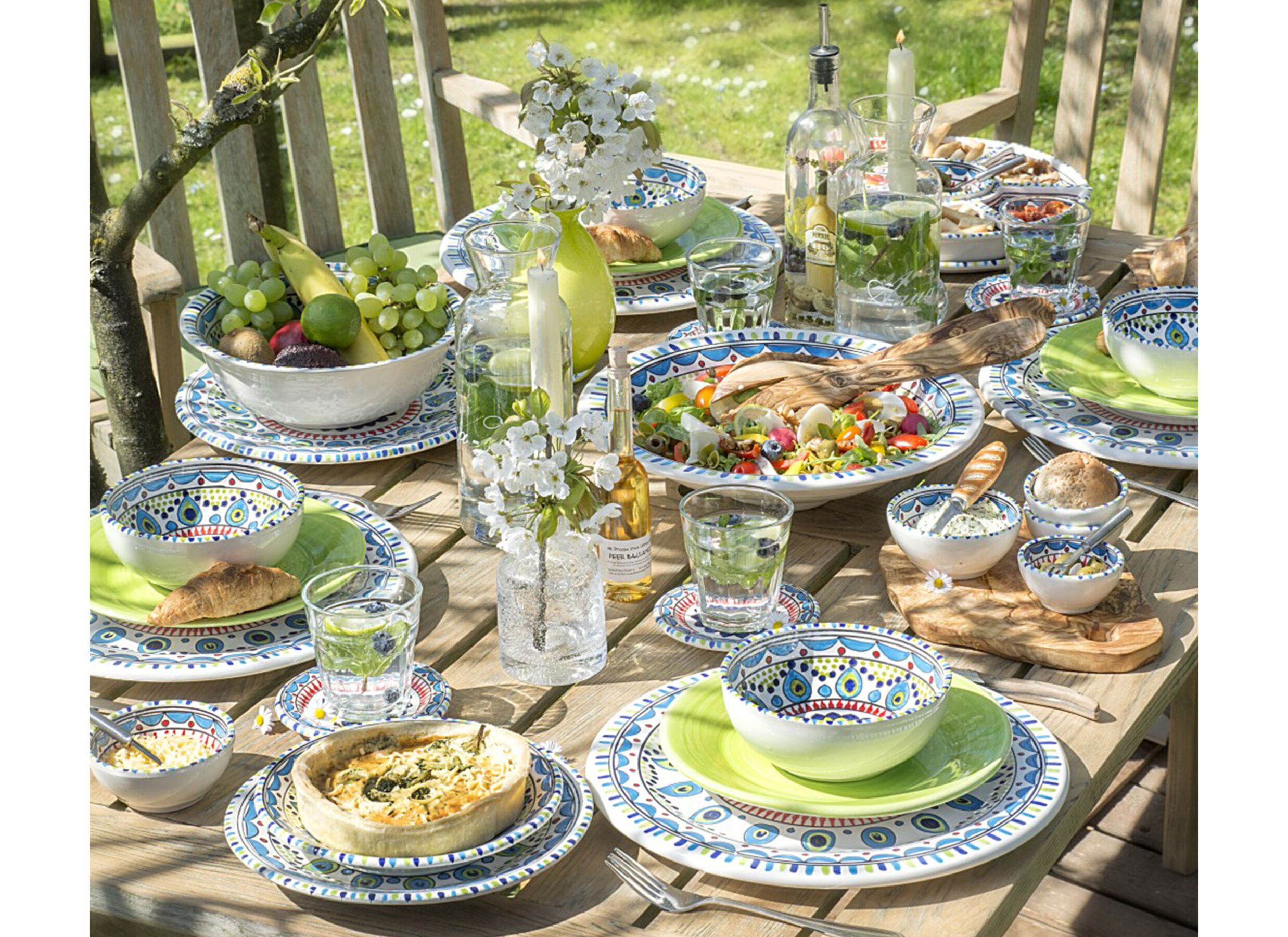 Foto ambiance - Set apéritif Pavo Ø30,8cm - stoneware - multicolor 8 pieces