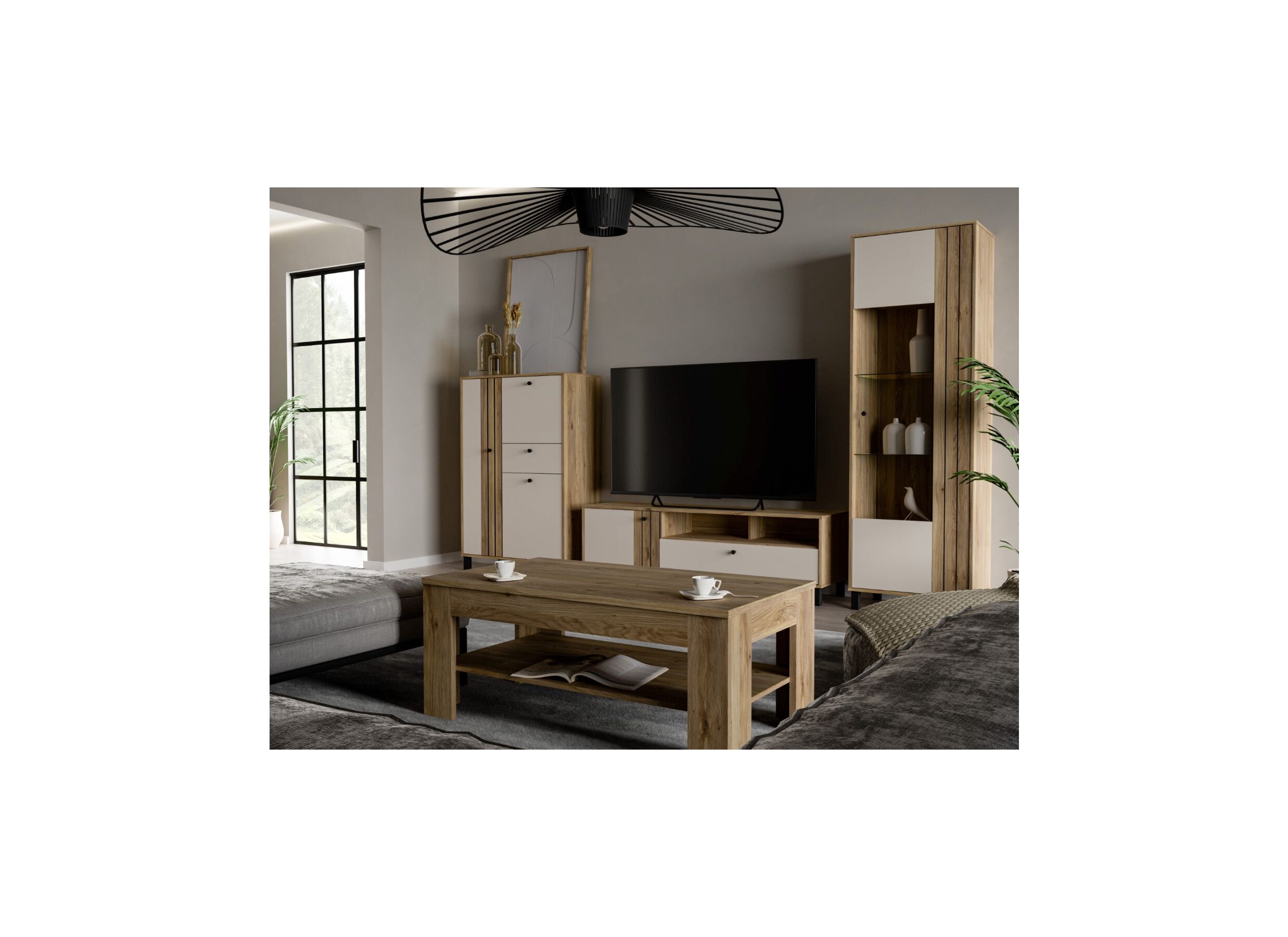 Photo ensemble - Table basse Killarney 110x60x46cm - décor - mauvella oak