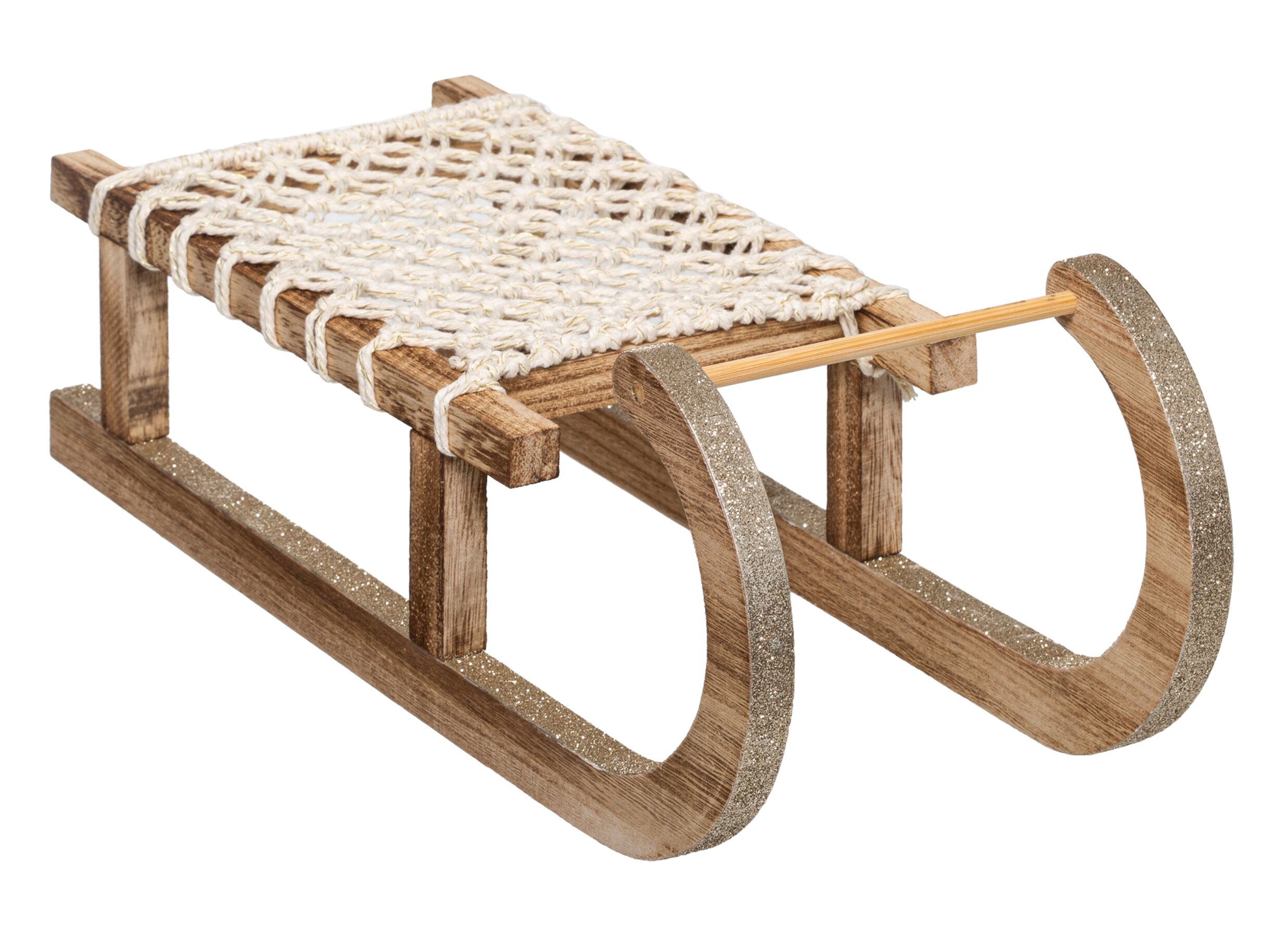 Kerstdecoratie Slee 40x14x13cm - MDF - beige - Décoration de Noël Traineau 40x14x13cm - MDF - beige