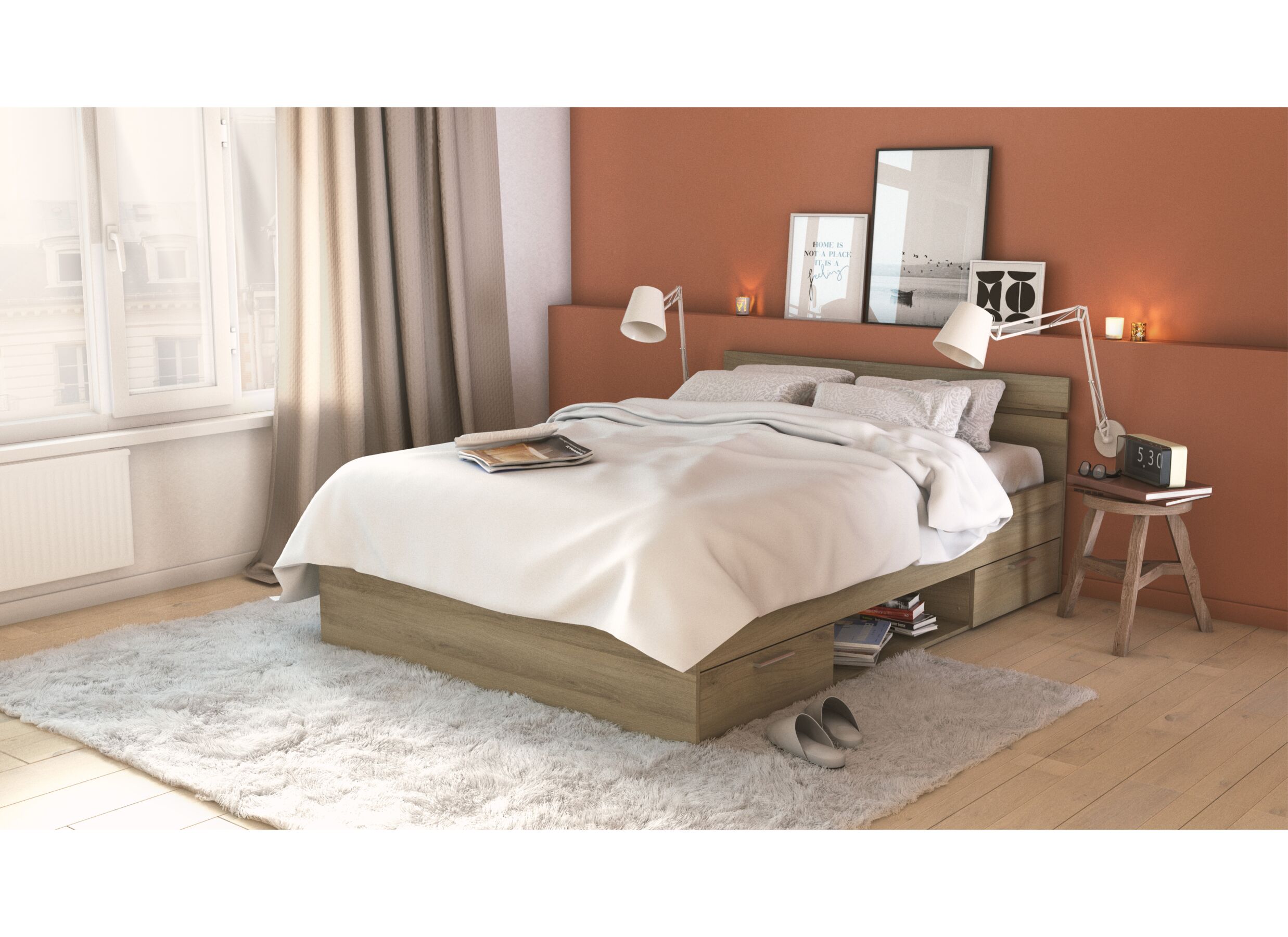 Sfeerfoto - Bed Michigan 140x200cm - decor - kronberg eik