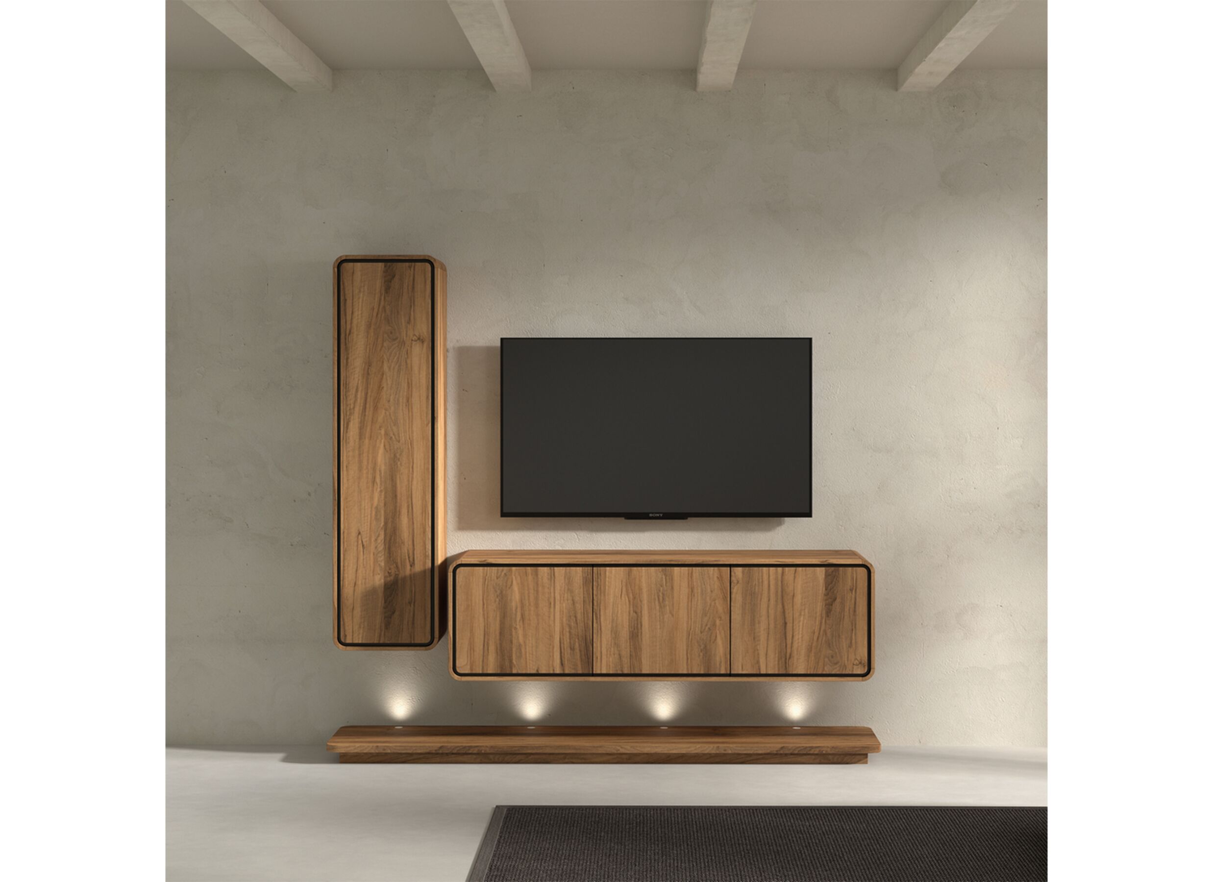 Foto ambiance - Plateau de base 213cm - mélamine - brushed walnut nature