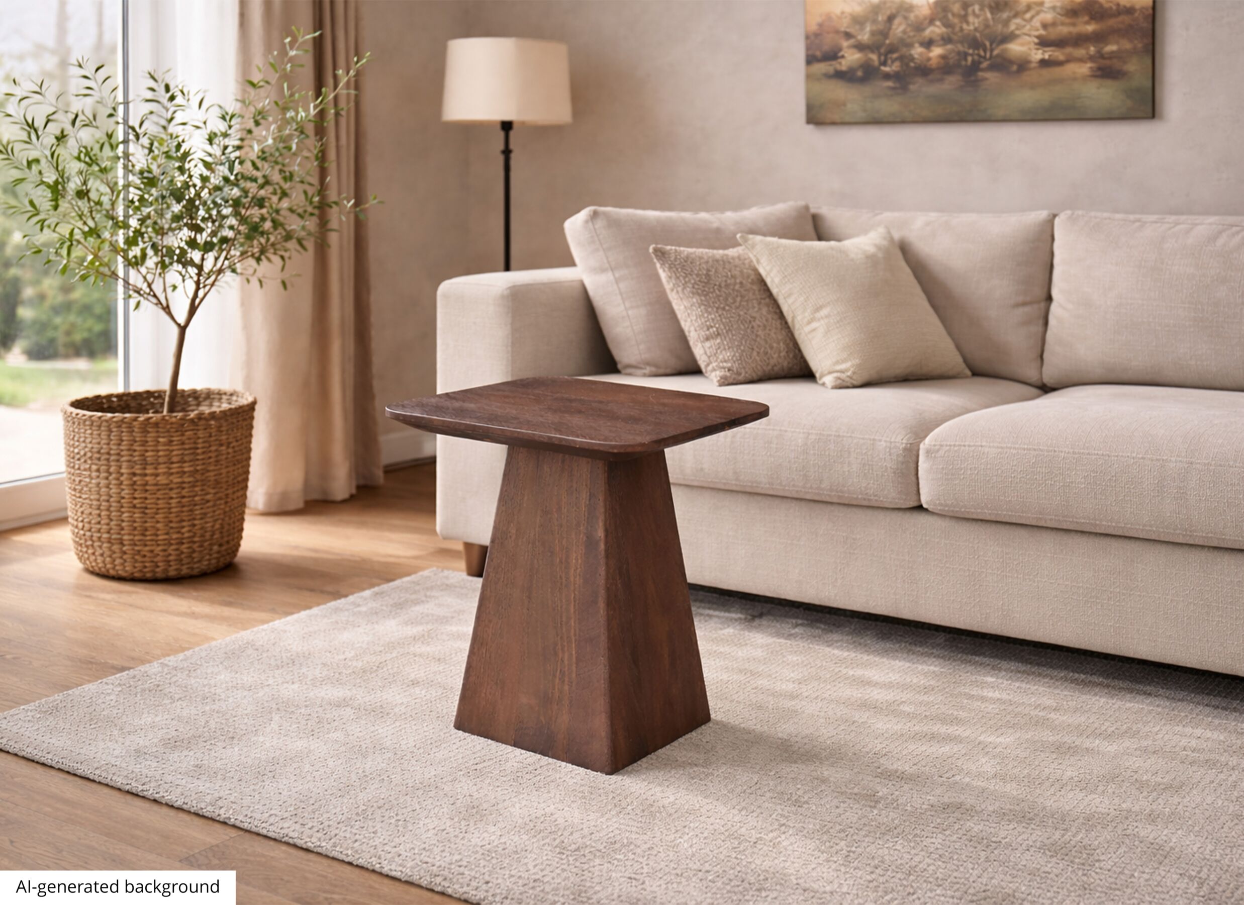 AI Generated - Salontafel Monsoon 40x40cm - mango massief - bruin