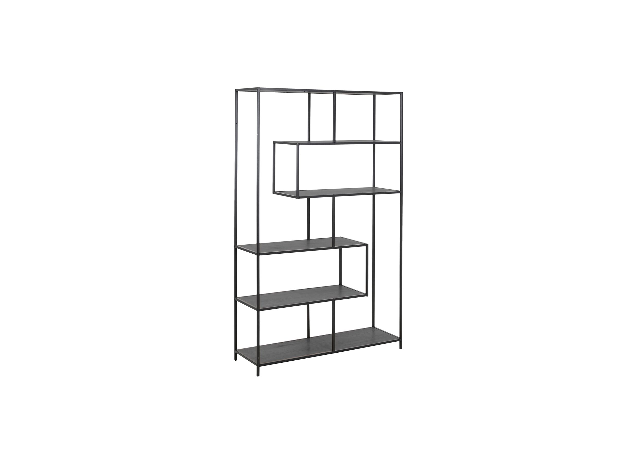 Boekenkast 114x35x185cm - metaal - zwart