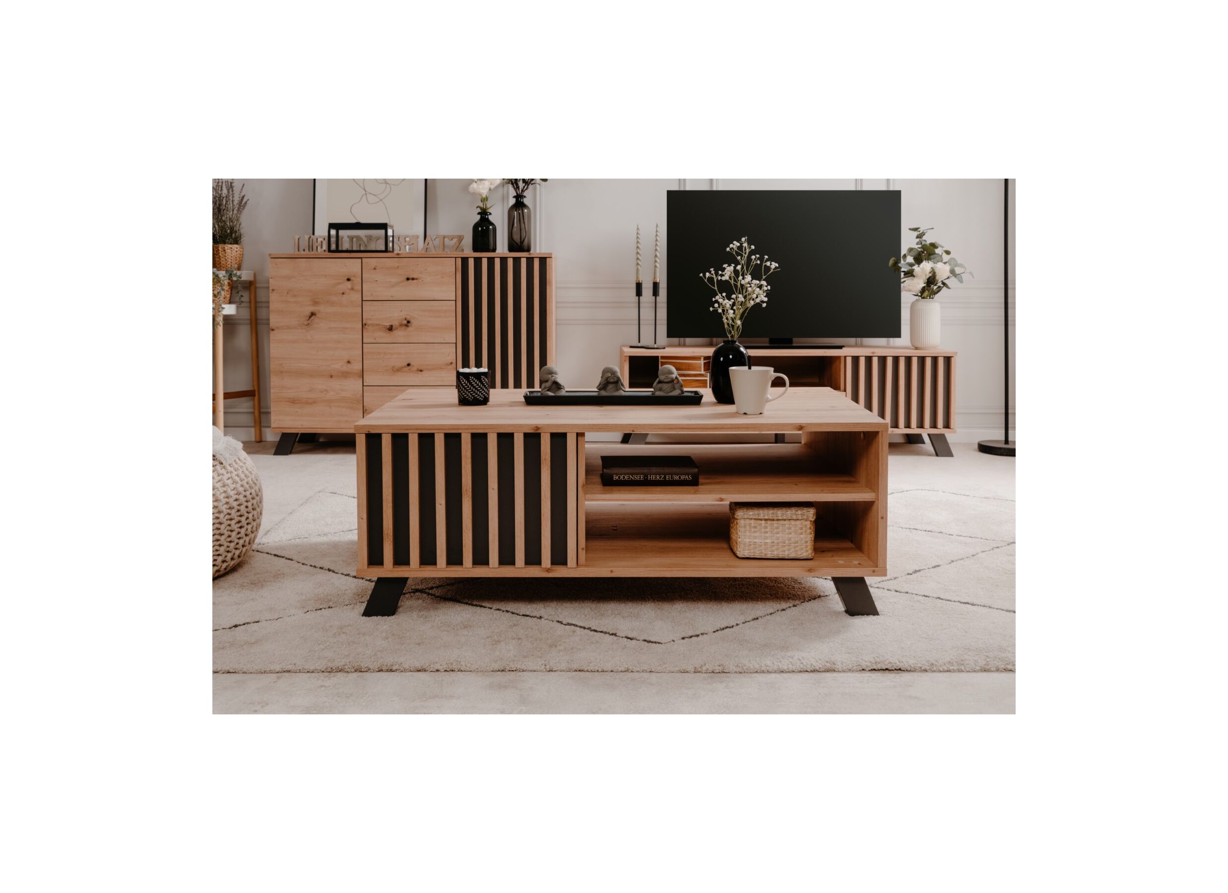 Foto ambiance - Table basse Medan chêne artisanal