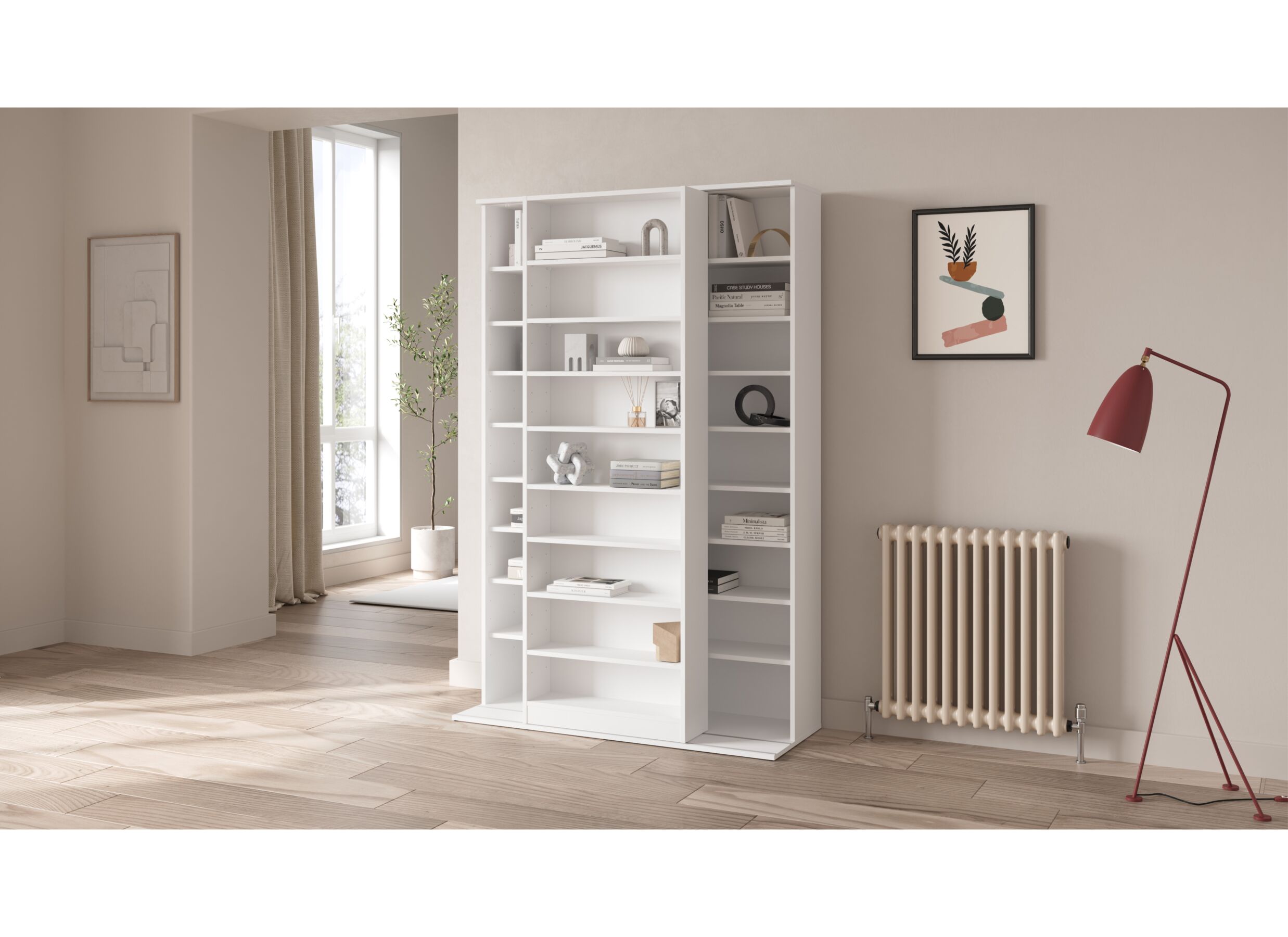 Sfeerfoto - Boekenrek Bento 117x44x179cm - decor - wit