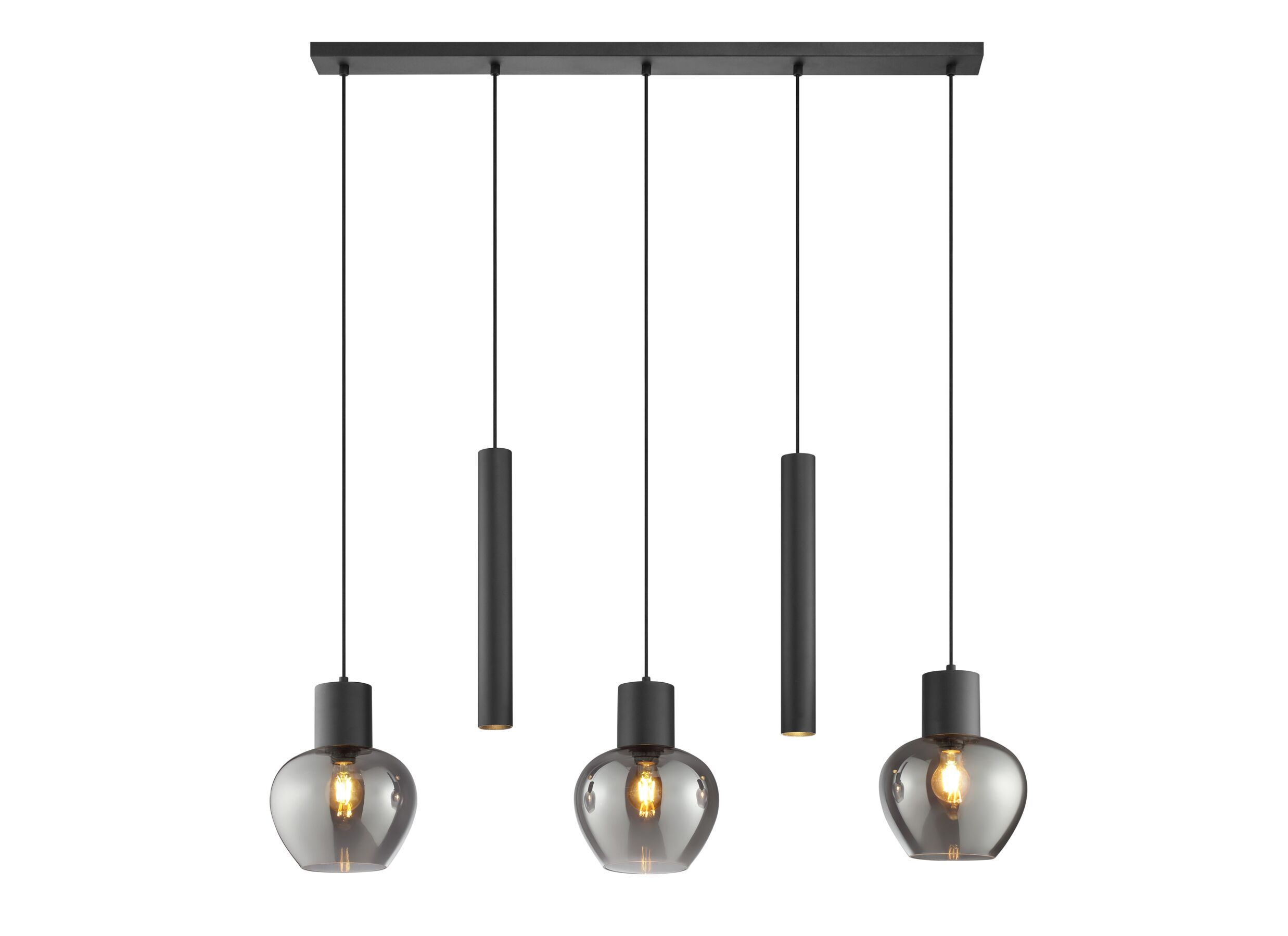 Hanglamp Nuvia 3x20W E27 & 2x10W GU10 - metaal - zwart - Hanglamp Nuvia 3x20W E27 & 2x10W GU10 - metaal - zwart