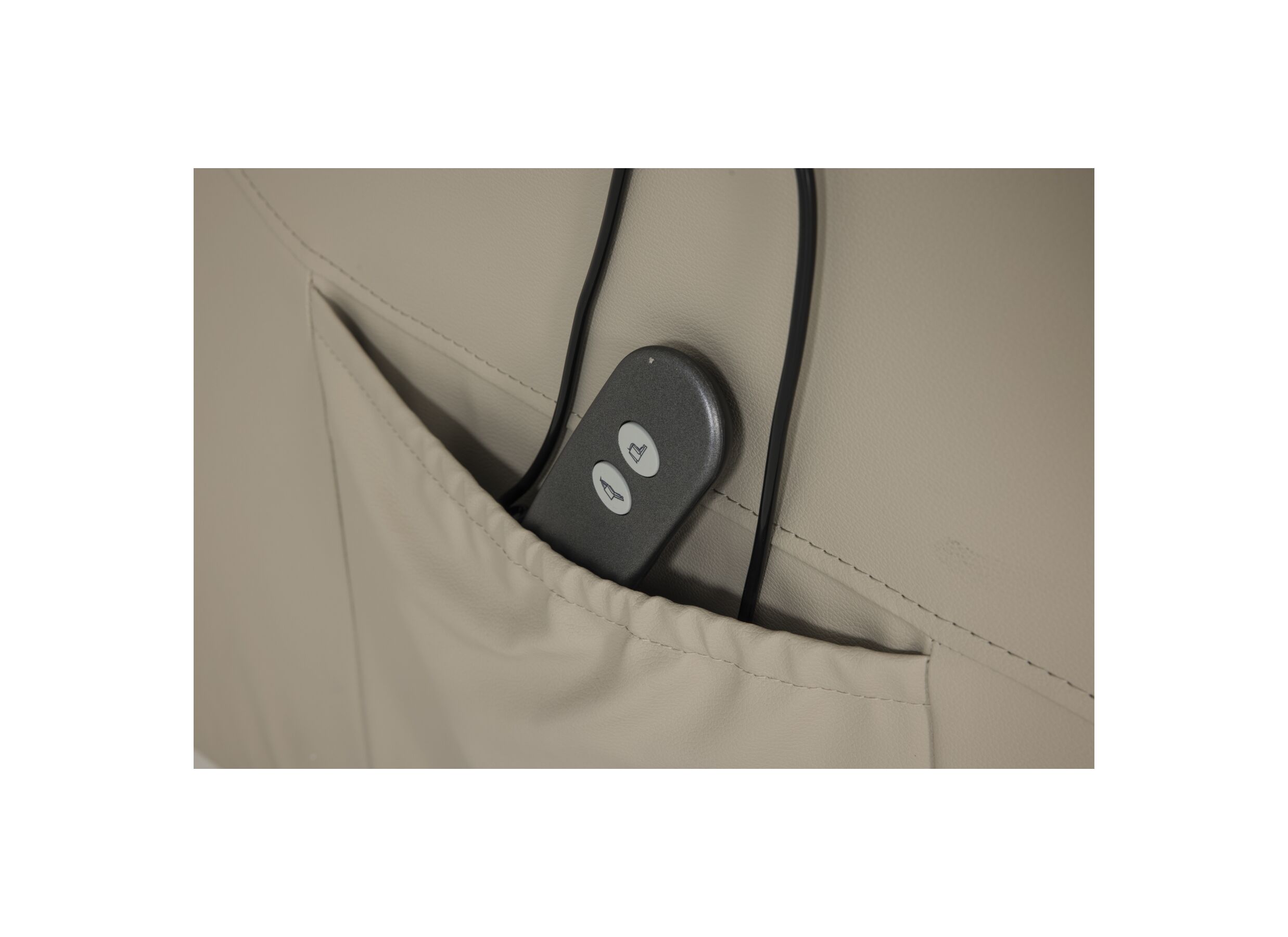 Detailfoto - Relaxzetel Vincenzo elekrisch - leder en lederlook - mushroom