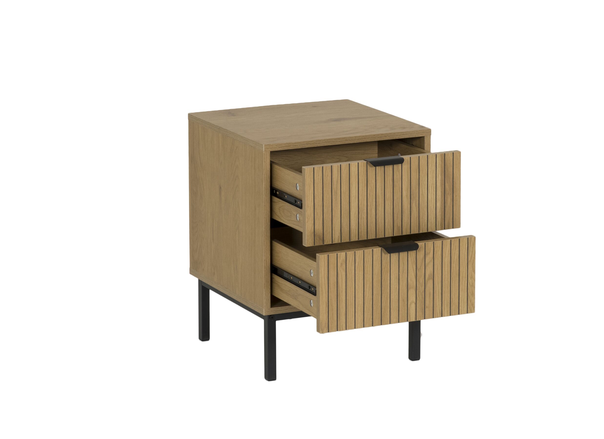 Disposition - Table de chevet Nevado 40x40x52cm - MDF mélamine - chêne sauvage