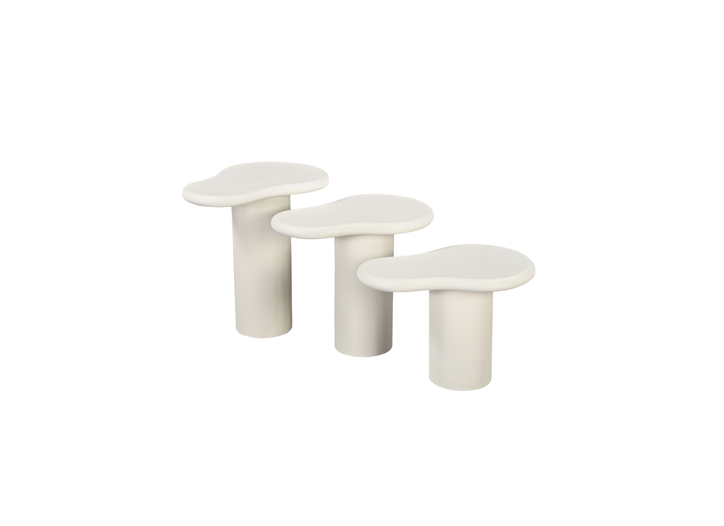 Aperçu - Table d'appoint Mushroom lot de 3 - micro ciment - beige