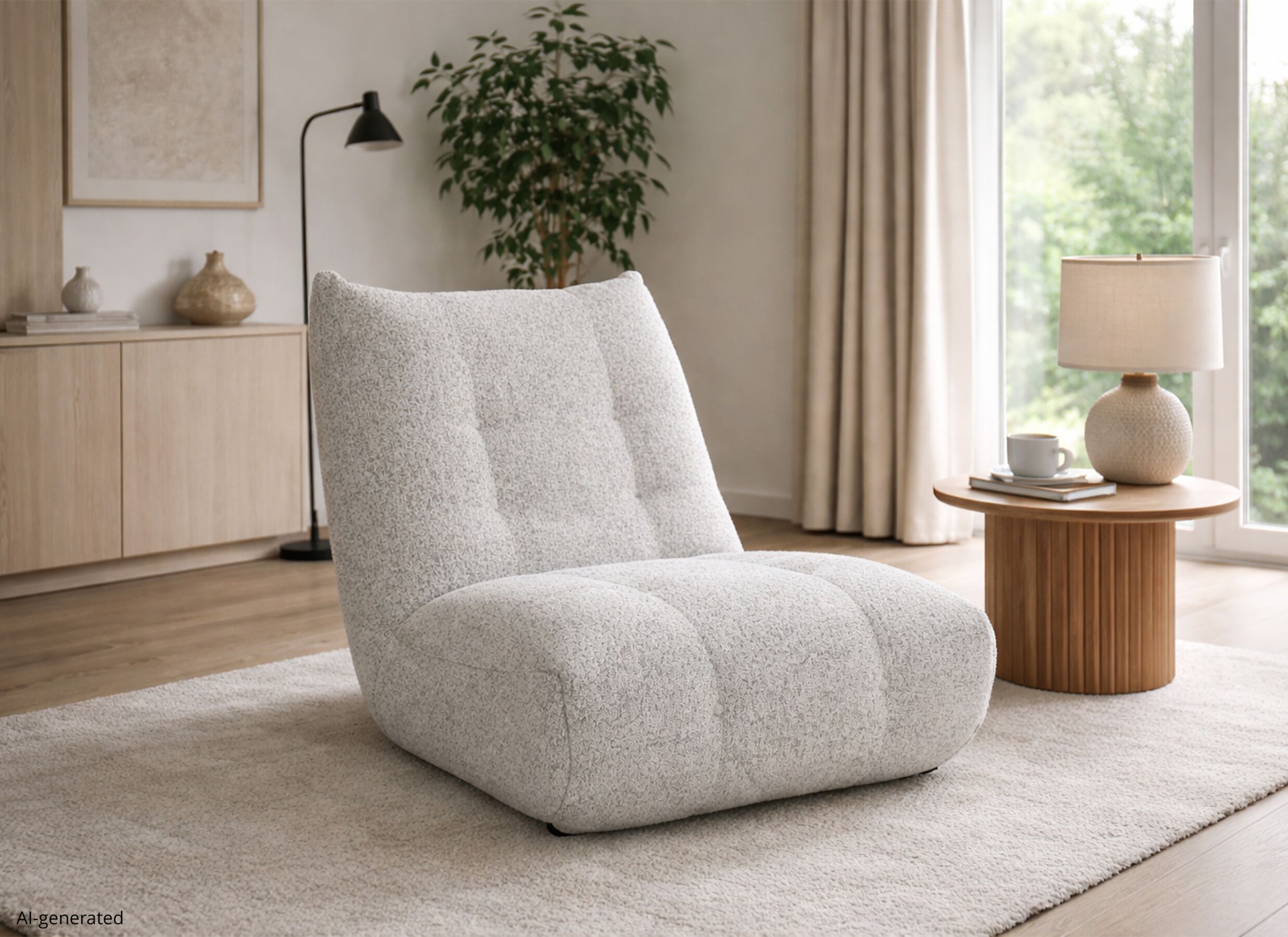 AI Generated - Canapé Schiva 1 place - tissu - gris claire