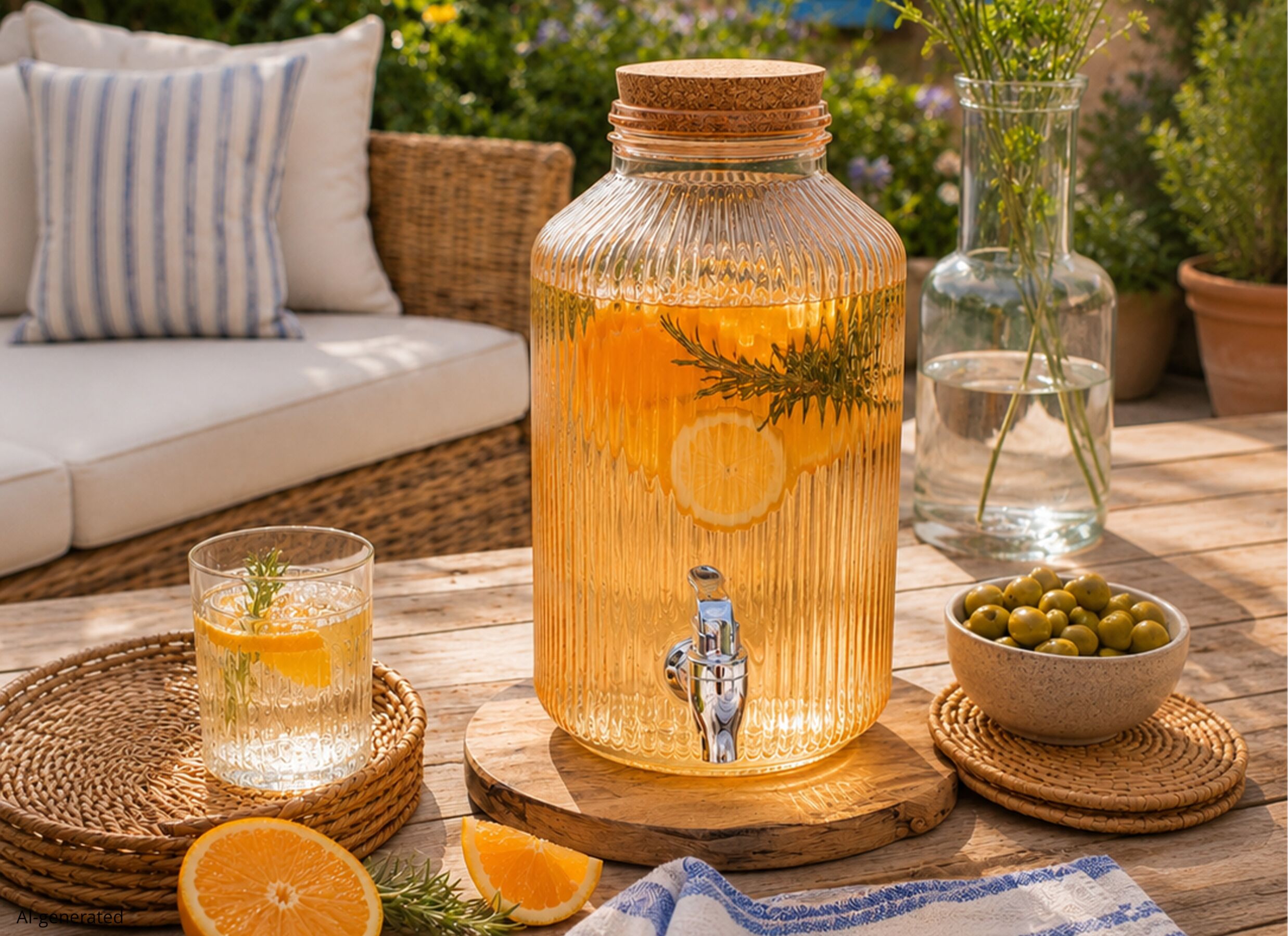 Sfeerfoto - Drankdispenser Raya 3,35L - glas - oker