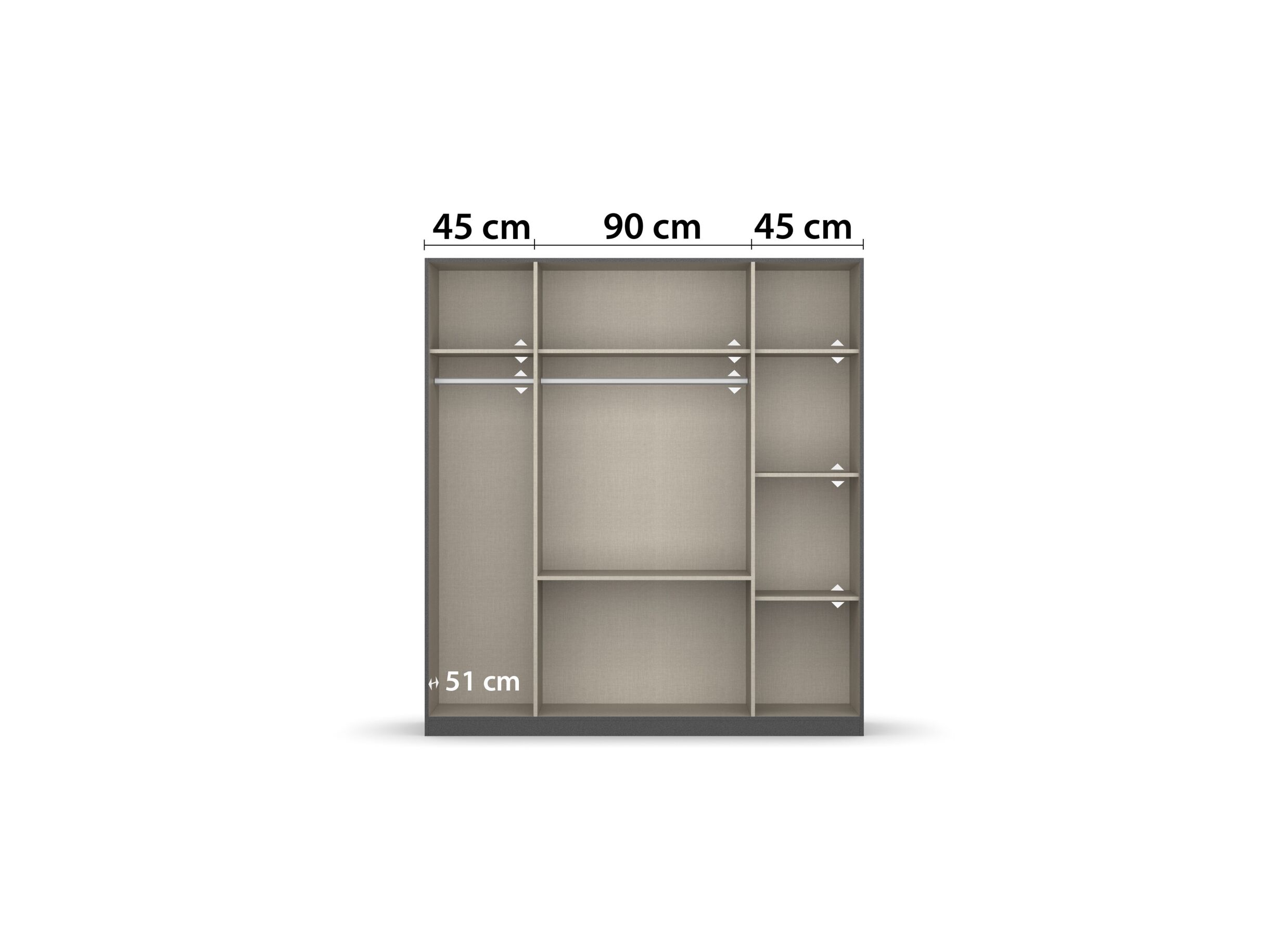 Garde-robe Butte 181cm - décor - chêne artisanal/gris
