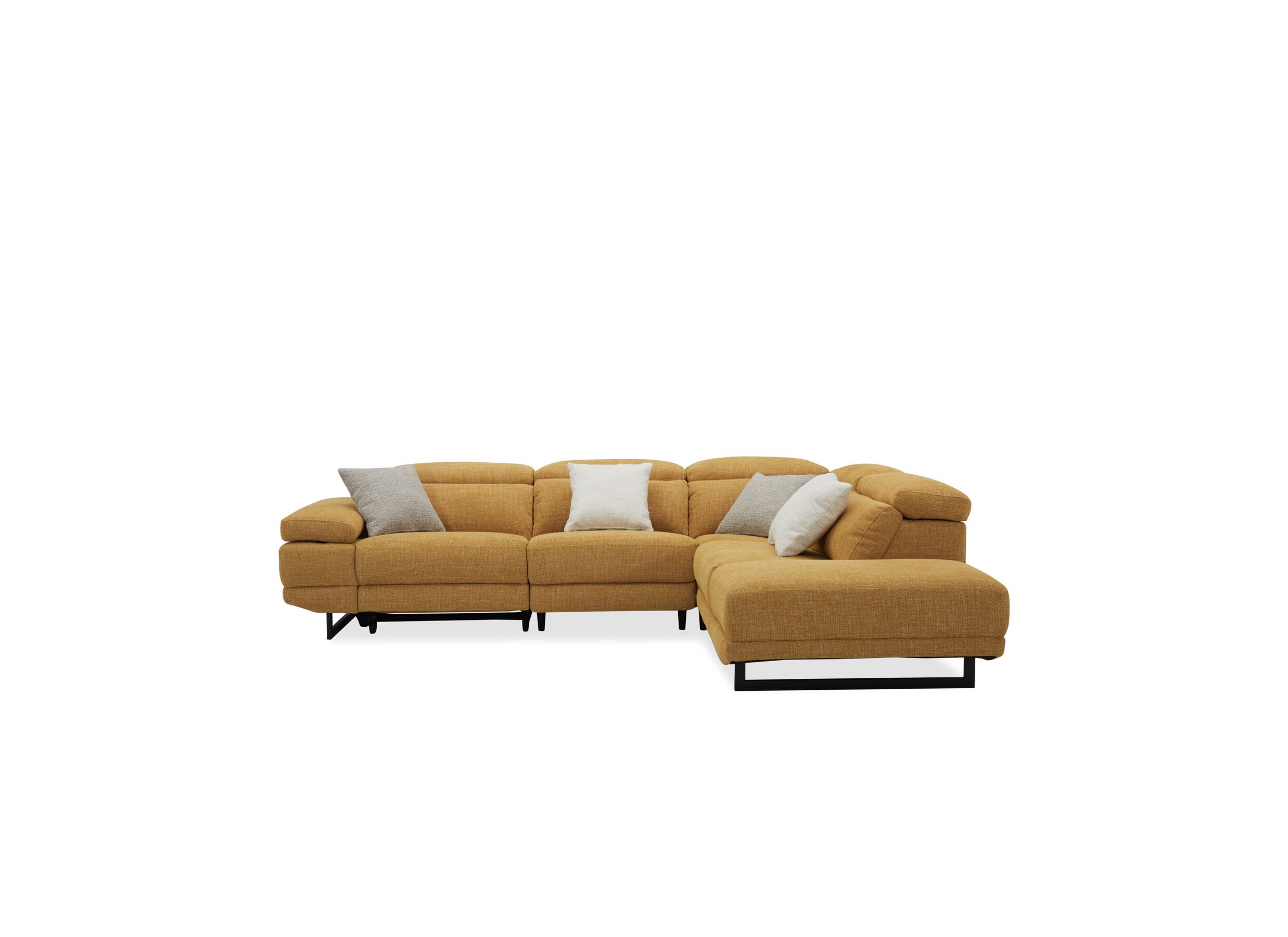 Aperçu - Canapé d'angle Exeter 299x240cm - tissu - chacha jaune avec relax